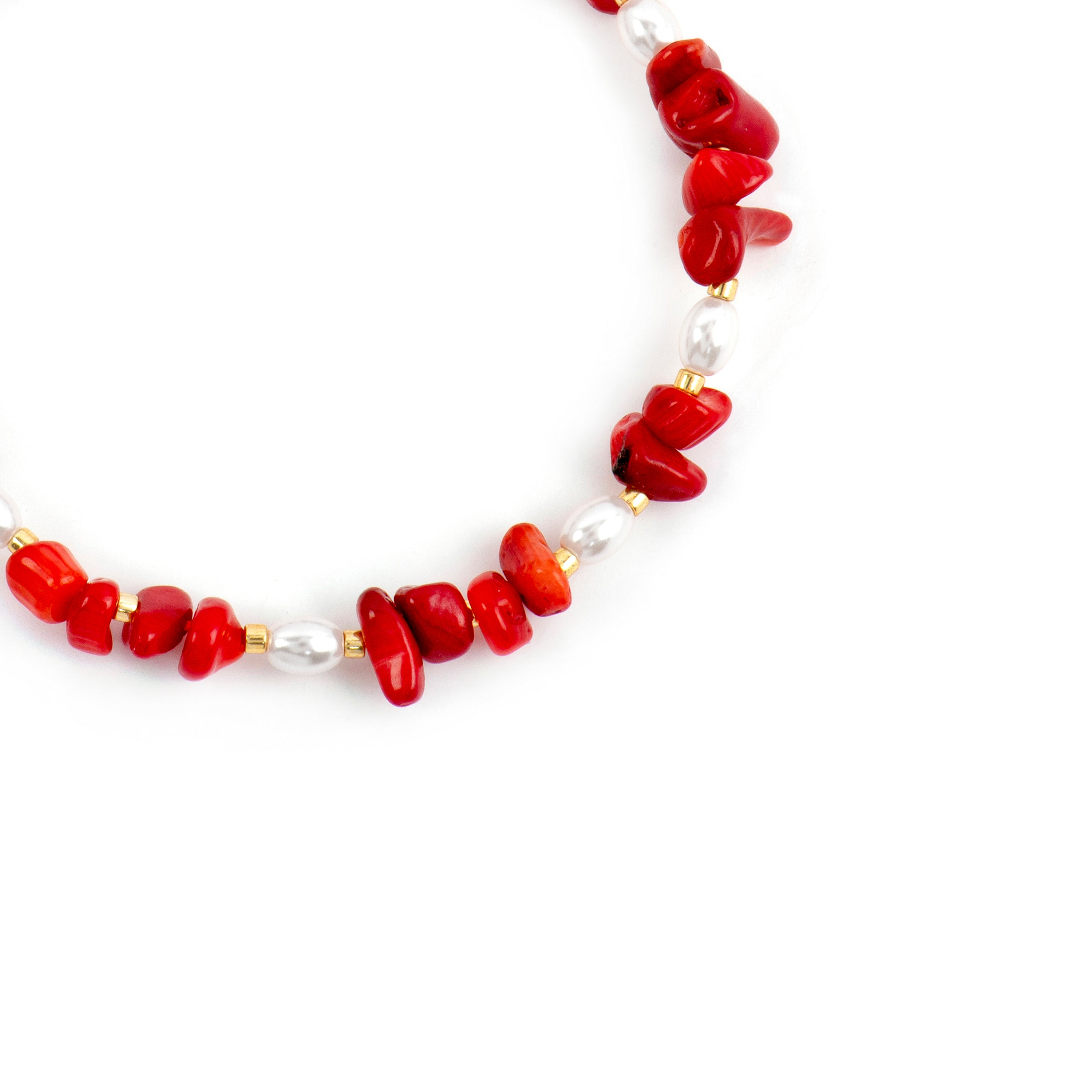 Pulsera acabado oro amarillo de 18k y Coral - Wenfa