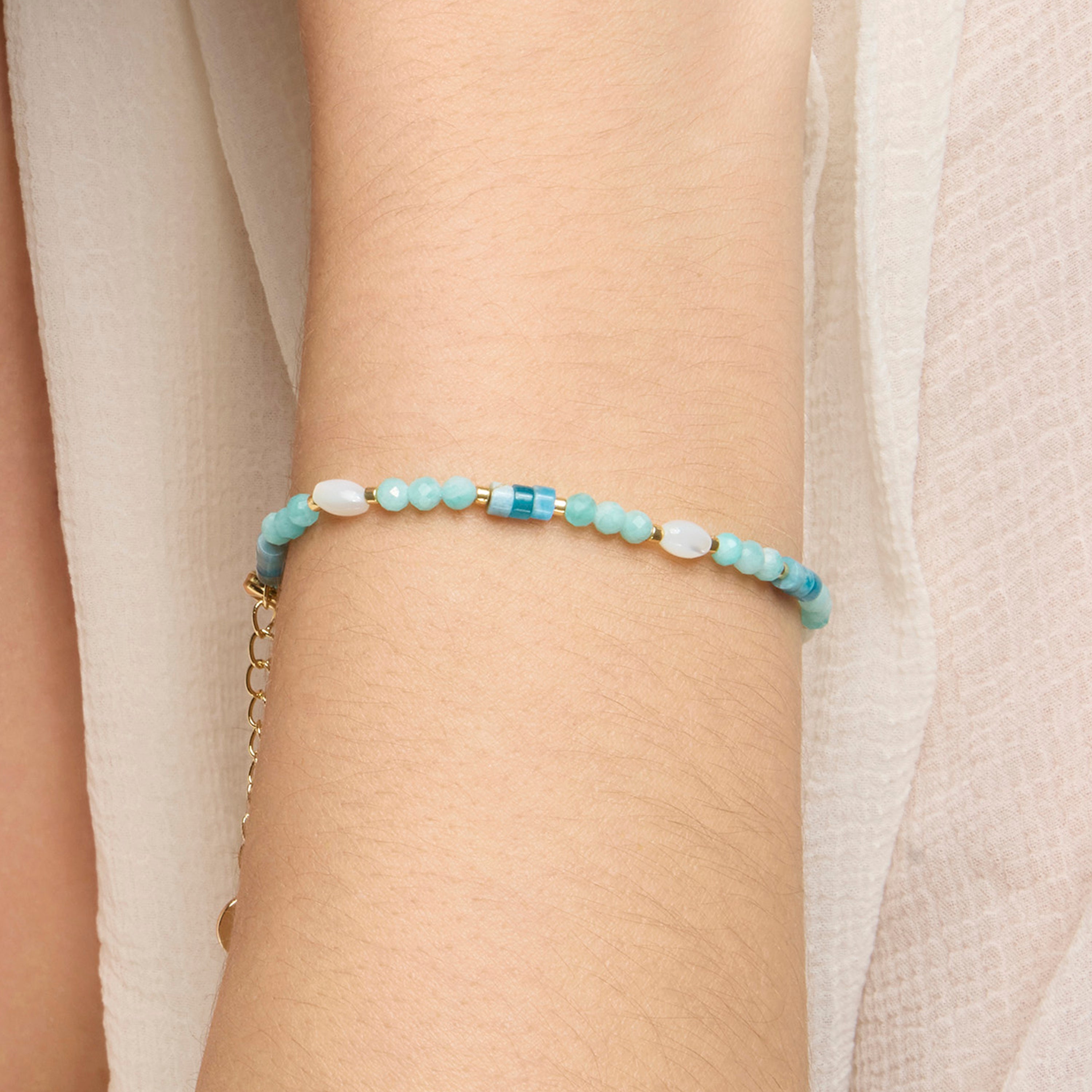 Bracciale finitura oro giallo 18k e Amazonite - Kico