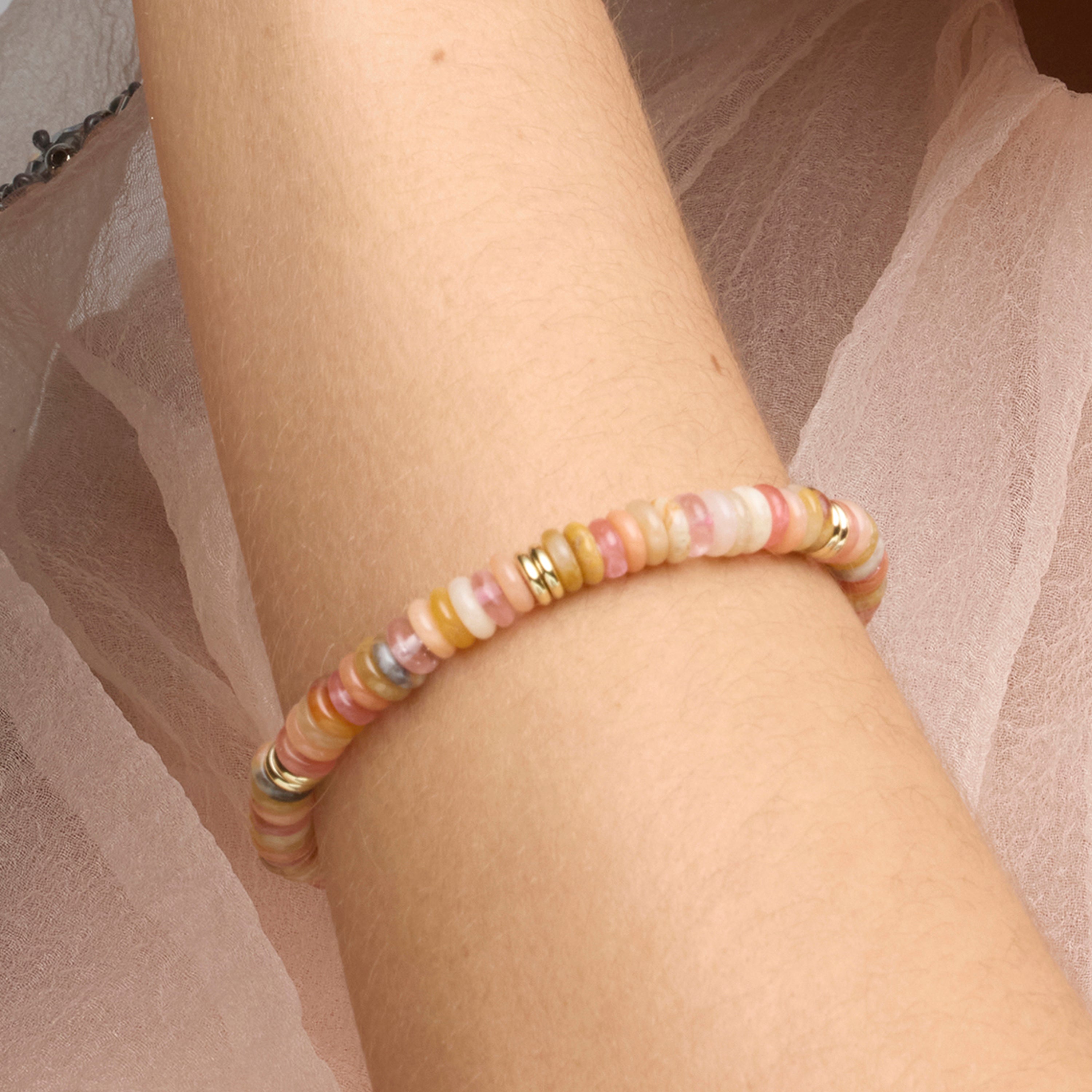 Pulsera acabado oro amarillo de 18k y Multicolor Piedra Natural - Onisu
