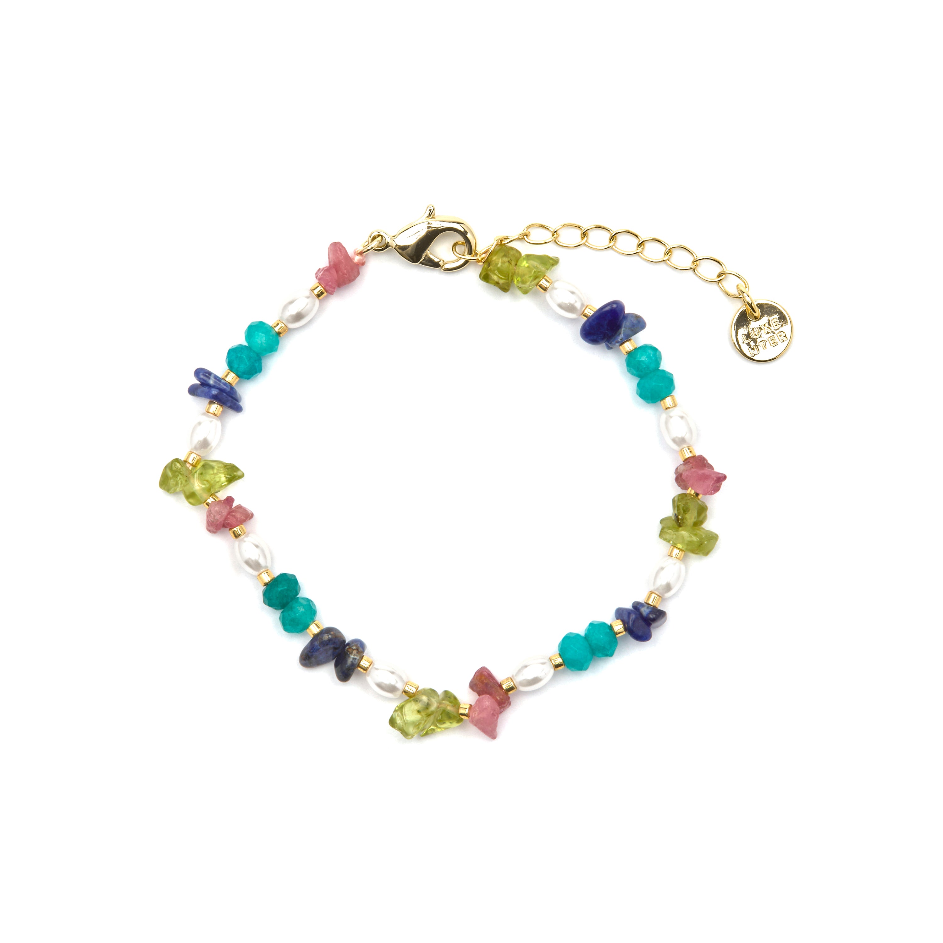 Pulsera acabado oro amarillo de 18k y Multicolor Piedra Natural - Onisu