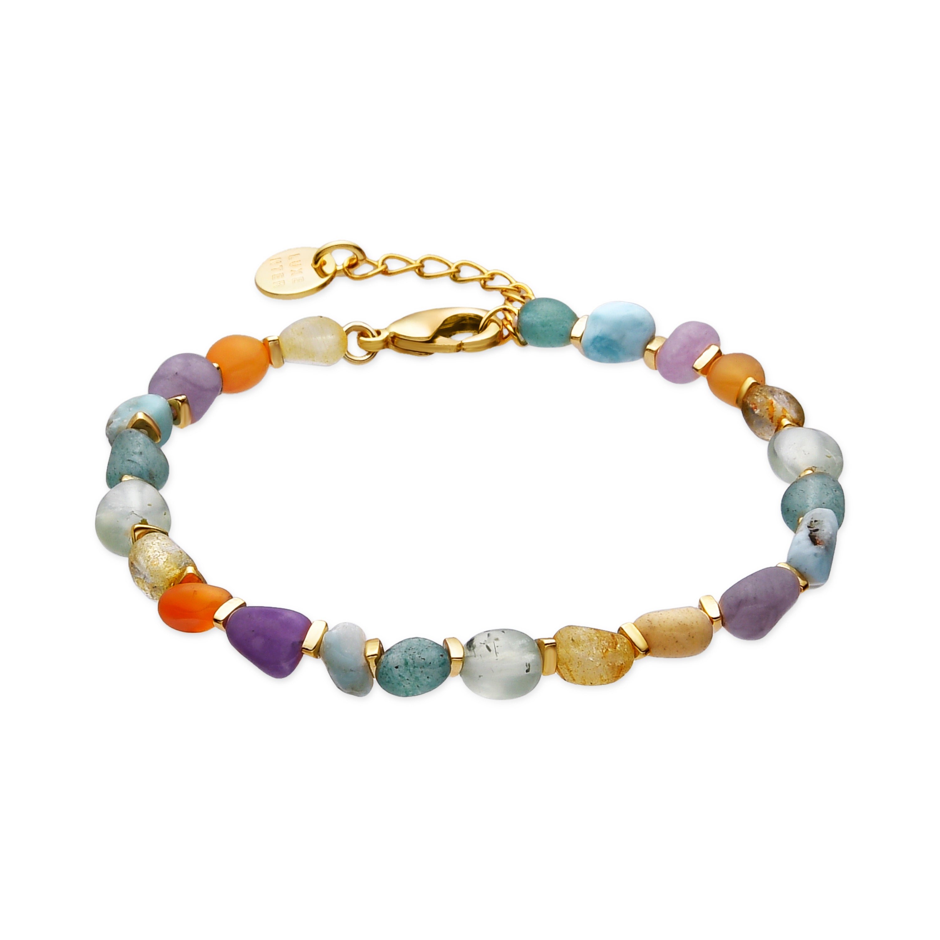 Pulsera acabado oro amarillo de 18k y Multicolor Piedra Natural - Terma