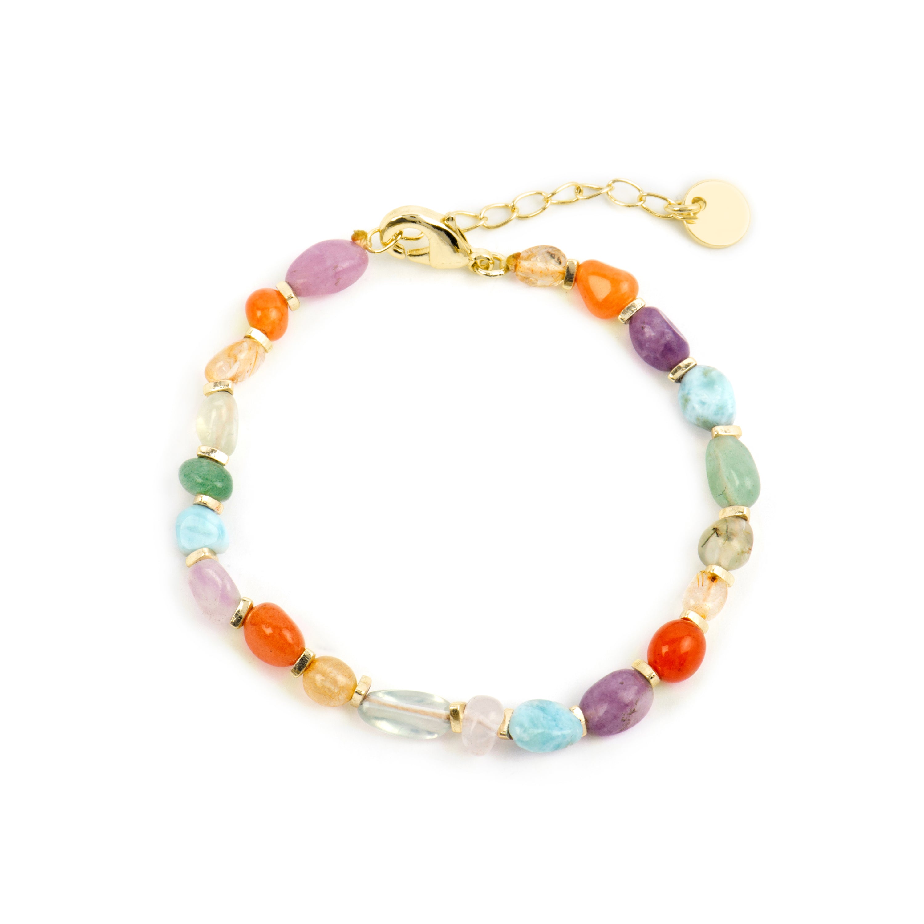18k Yellow Gold Finish Bracelet with Multicolor Natural Stone - Terma