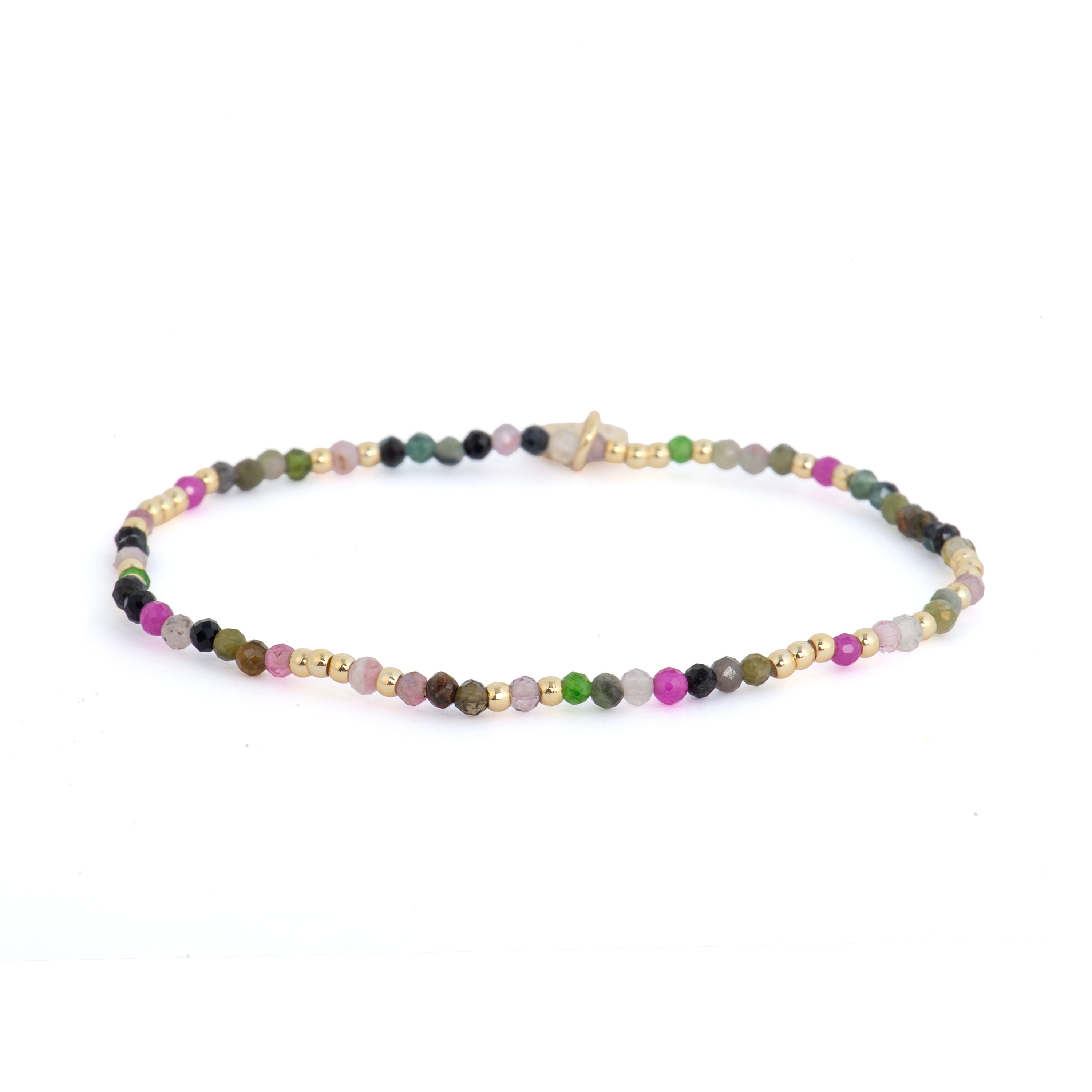18k Yellow Gold Finish Bracelet with Multicolor Tourmaline - Midxi