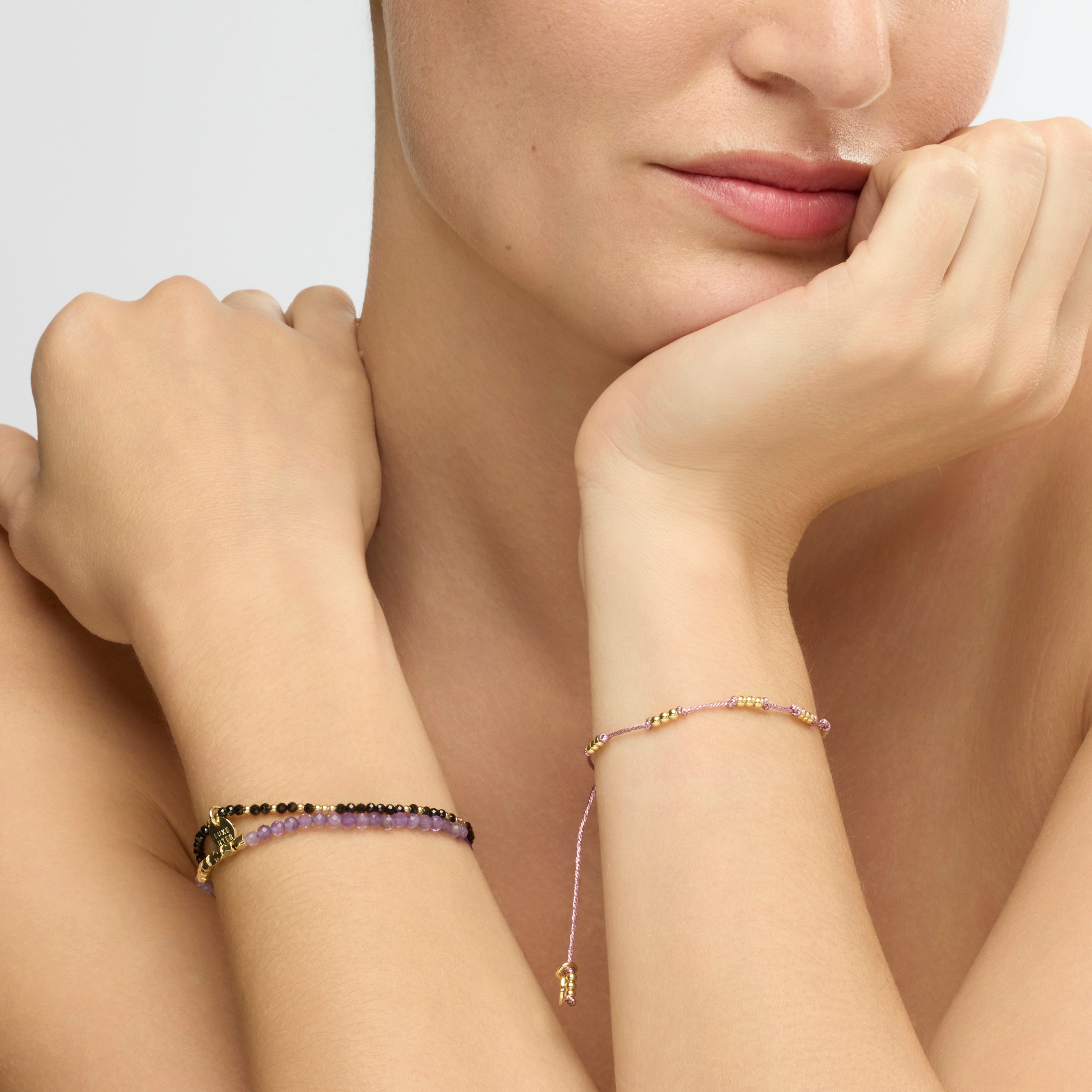 Bracelet finition or jaune 18 carats et quartz hydrothermal onyx - Midxi