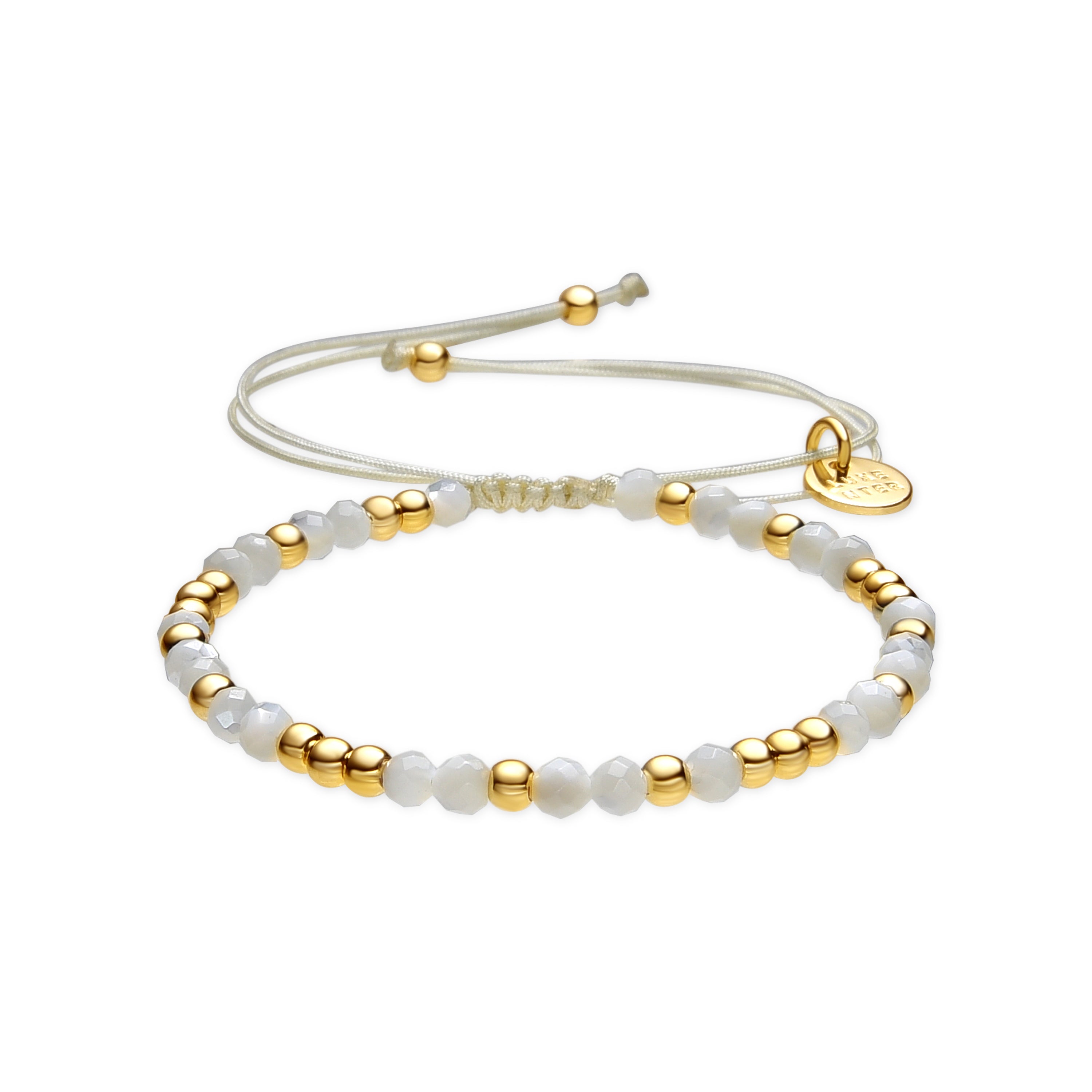 18k Yellow Gold Finish Bracelet with White Mother-of-Pearl - Likah