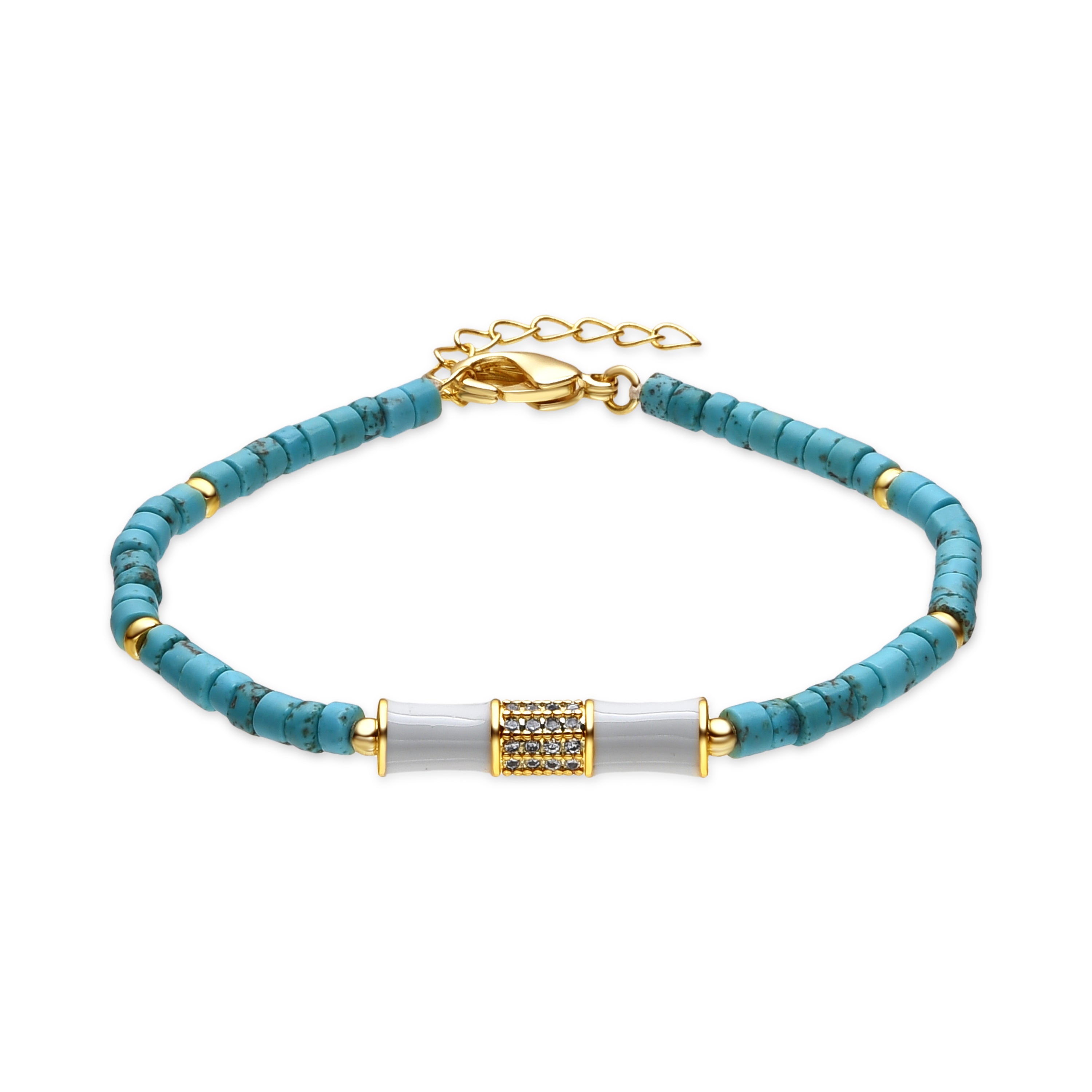 Bracelet finition or jaune 18 carats et turquoise - Asmi