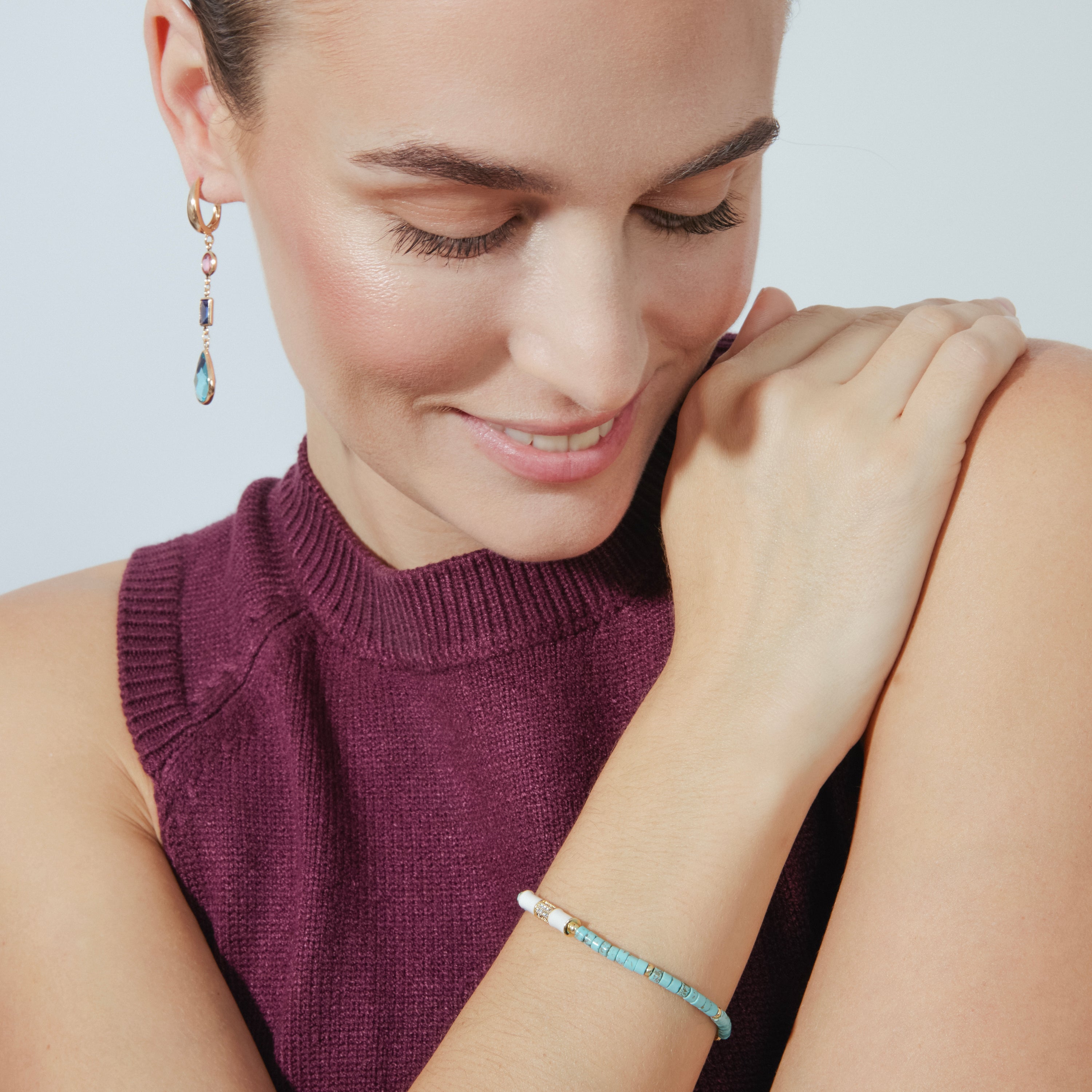 Bracelet finition or jaune 18 carats et turquoise - Asmi
