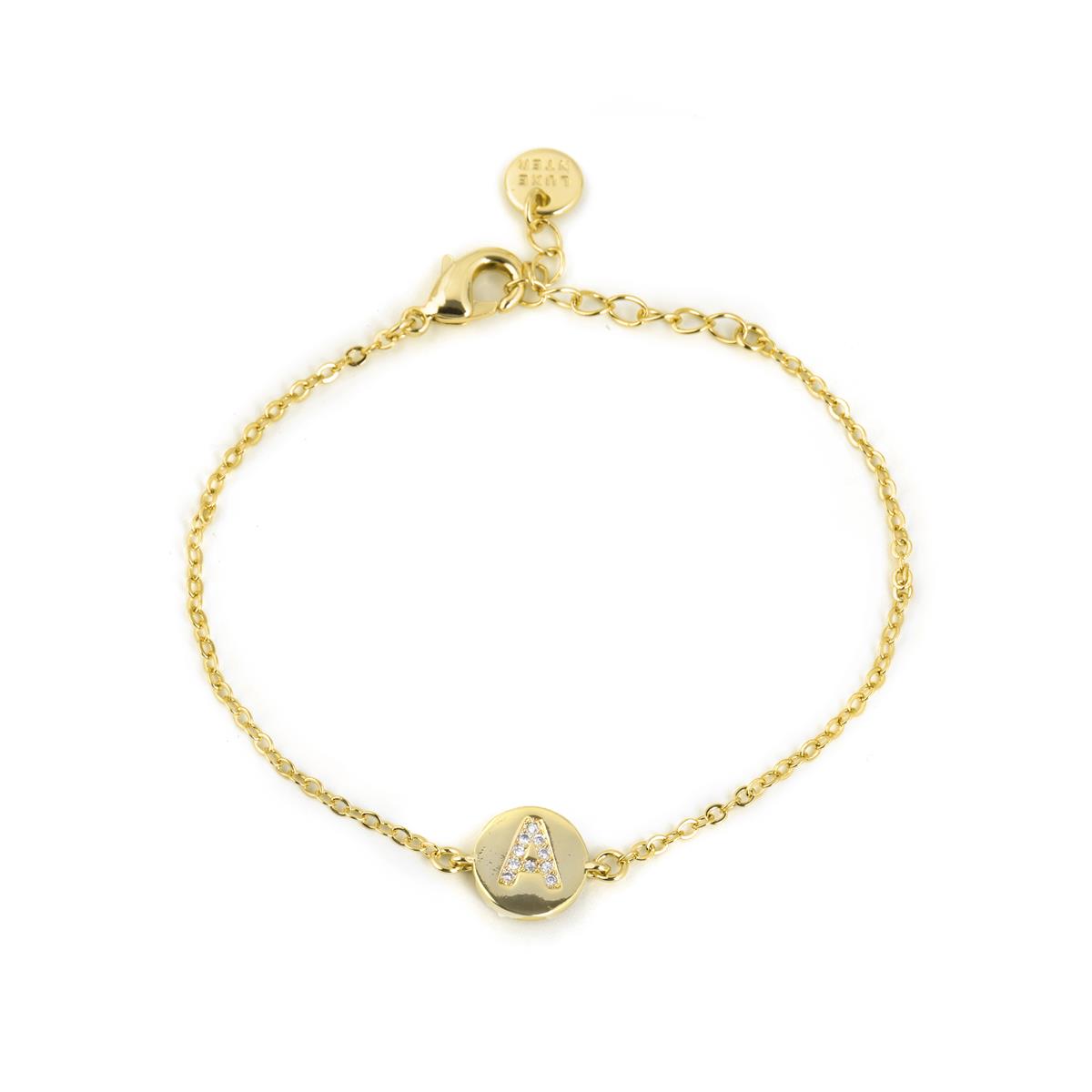 Pulseira com Zircónia Brilhante acabamento em ouro amarelo 18k - Alphabet