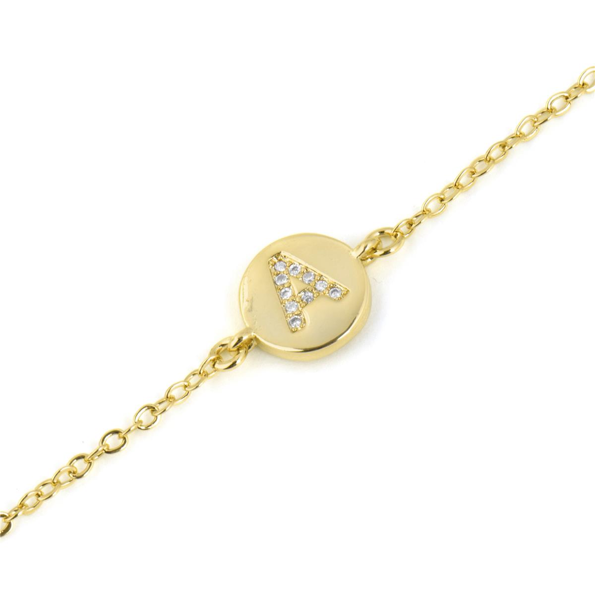 Pulseira com Zircónia Brilhante acabamento em ouro amarelo 18k - Alphabet
