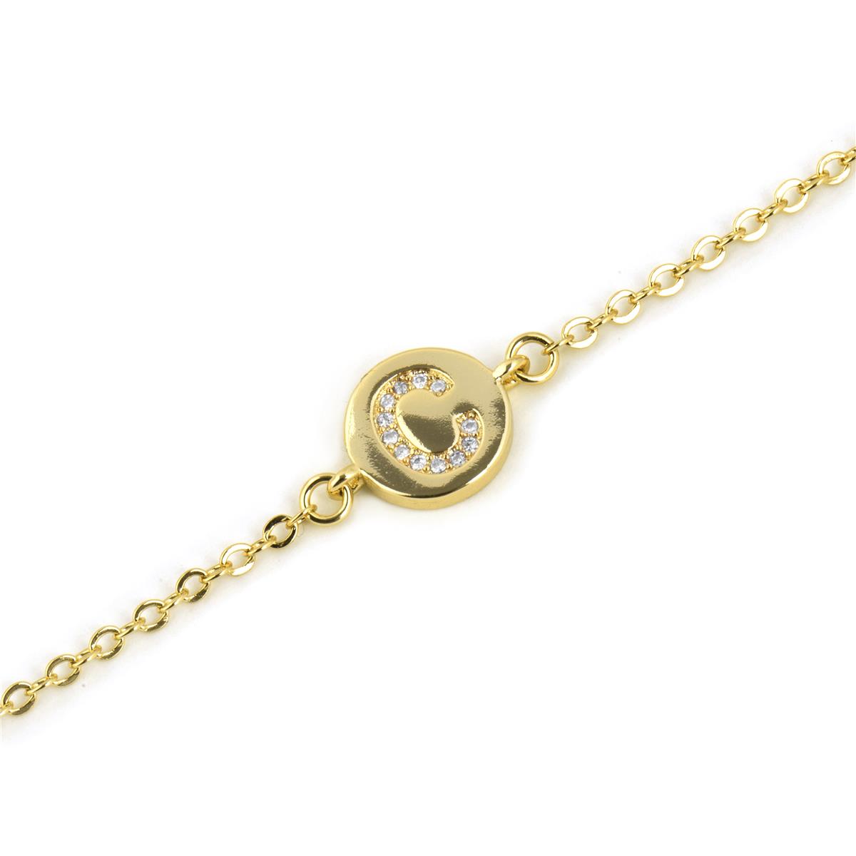 Pulseira com Zircónia Brilhante acabamento em ouro amarelo 18k - Alphabet