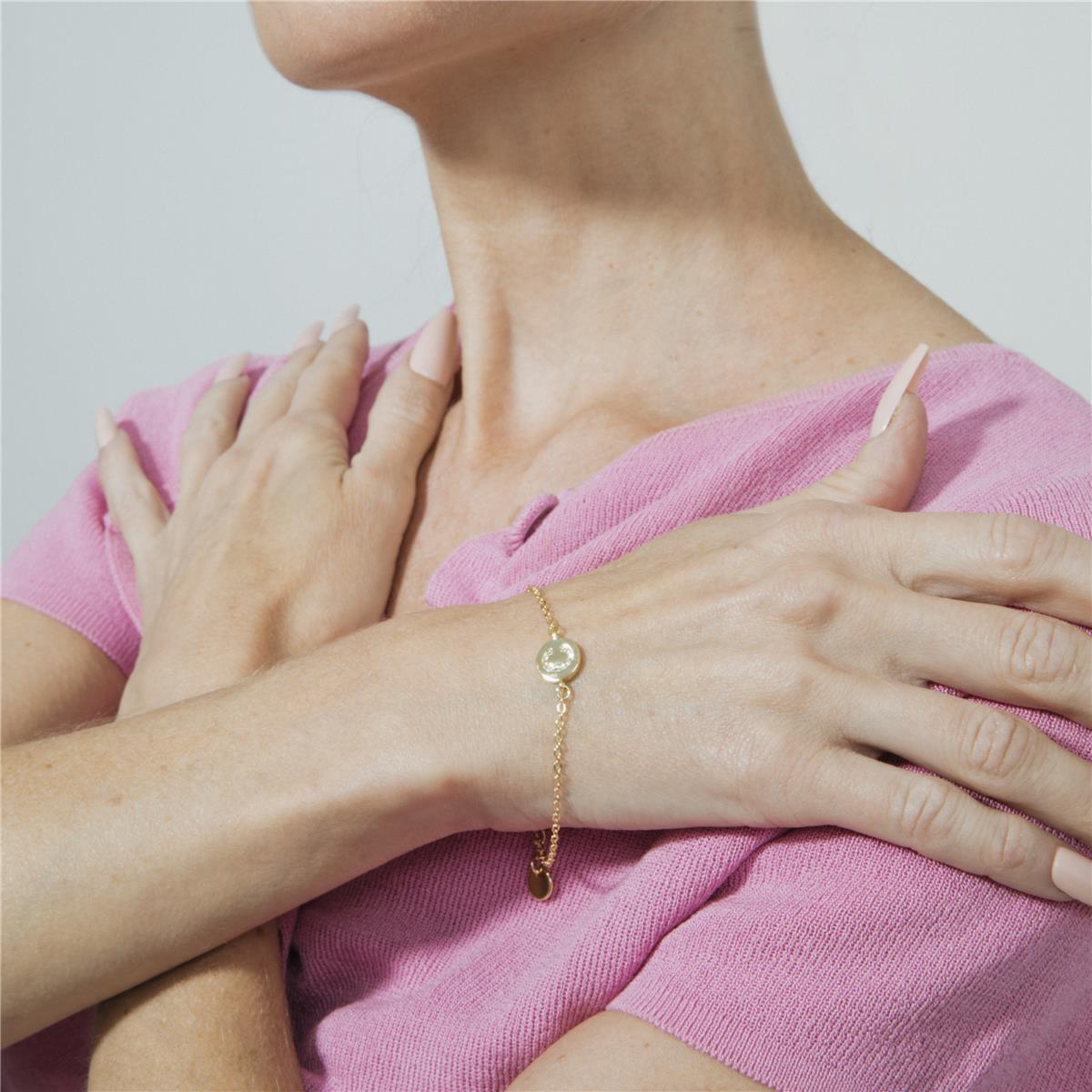 Pulseira com Zircónia Brilhante acabamento em ouro amarelo 18k - Alphabet