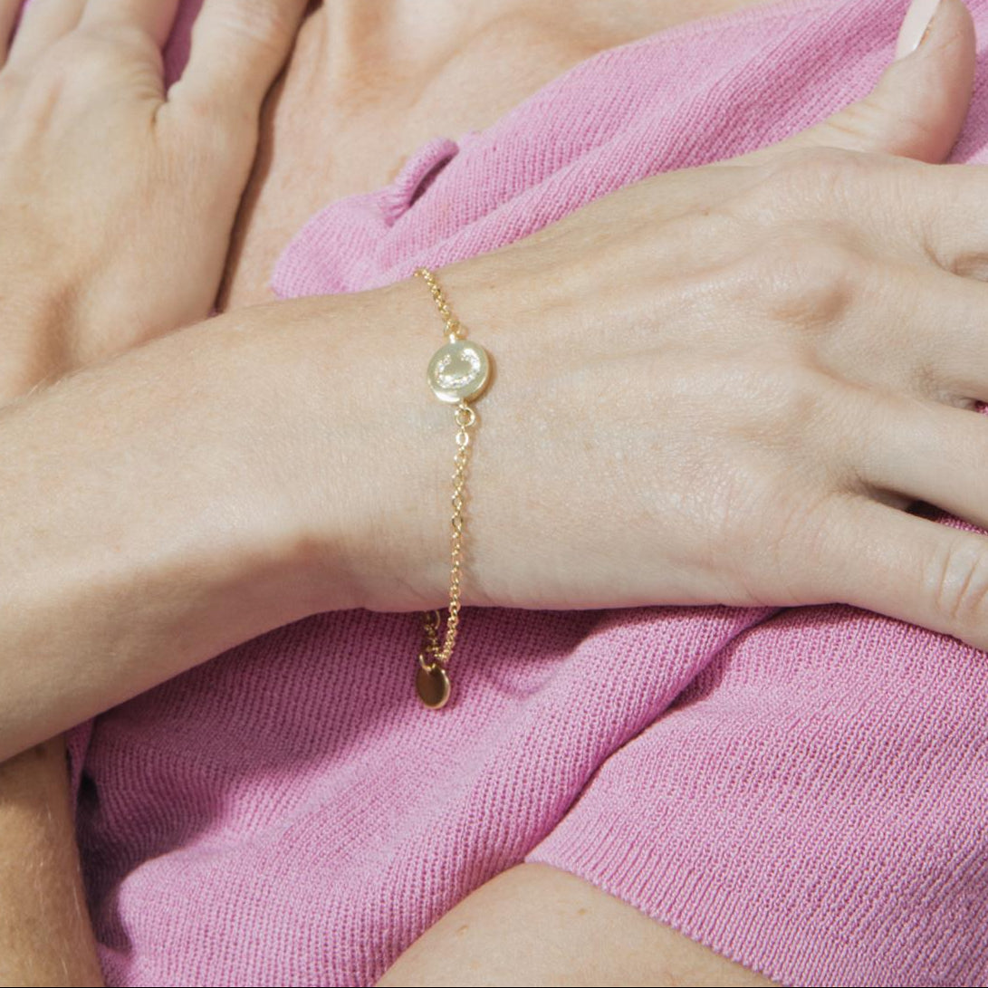 Pulseira com Zircónia Brilhante acabamento em ouro amarelo 18k - Alphabet