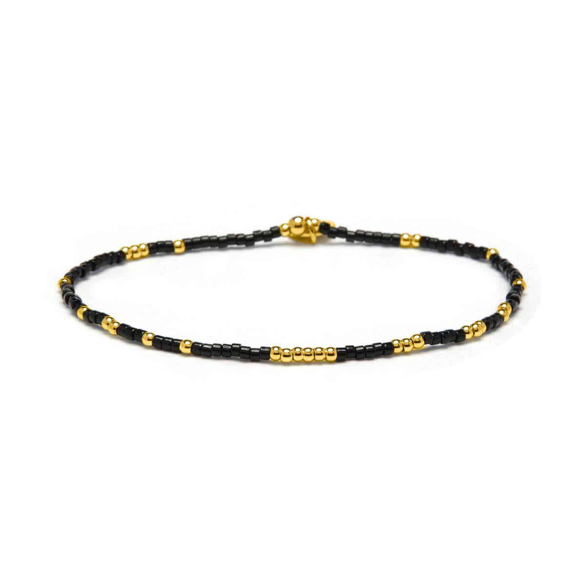 Armband aus schwarzem Kristall mit 18k Gelbgold-Finish - Xanvi