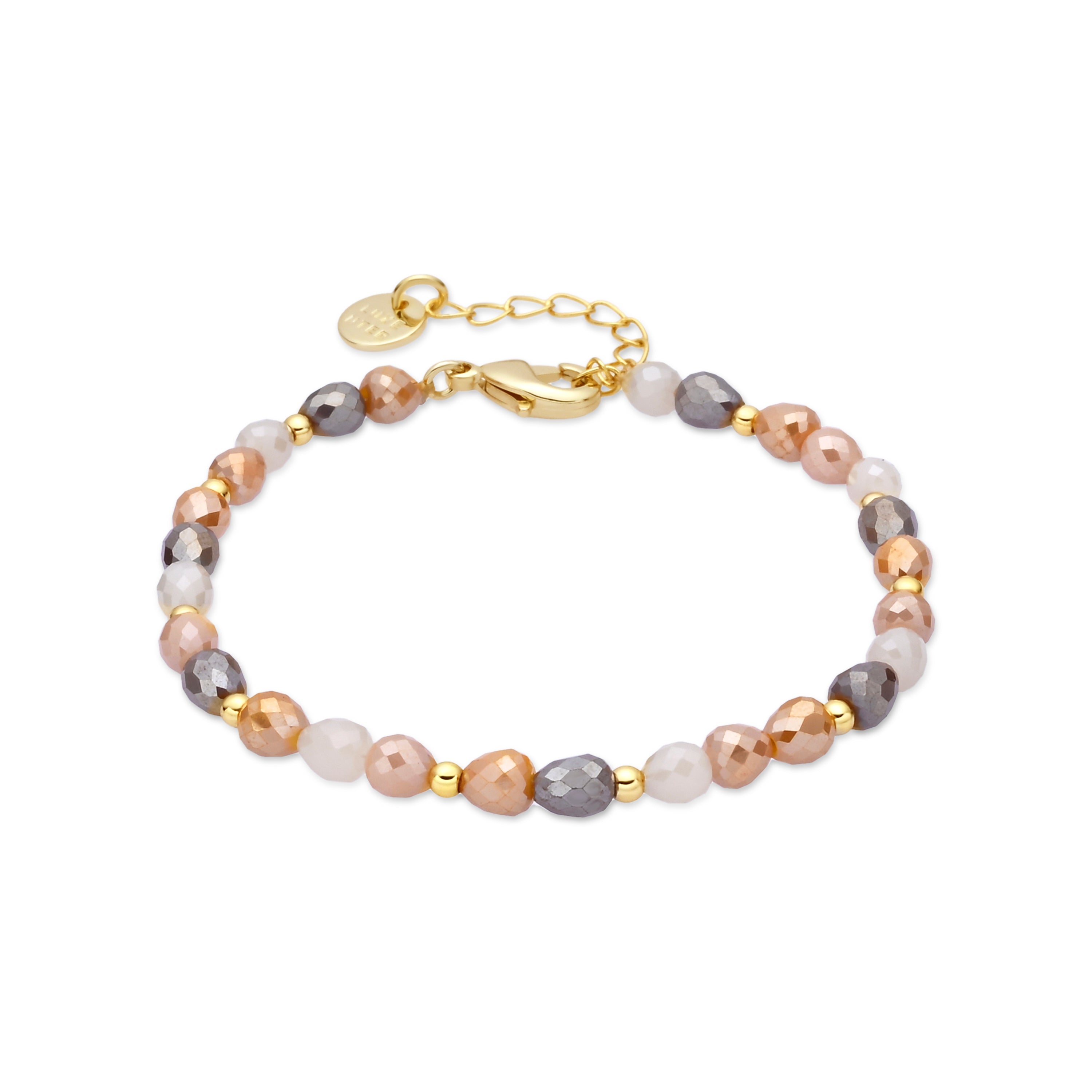 Bracelet en cristal marron finition or jaune 18k - Likdu