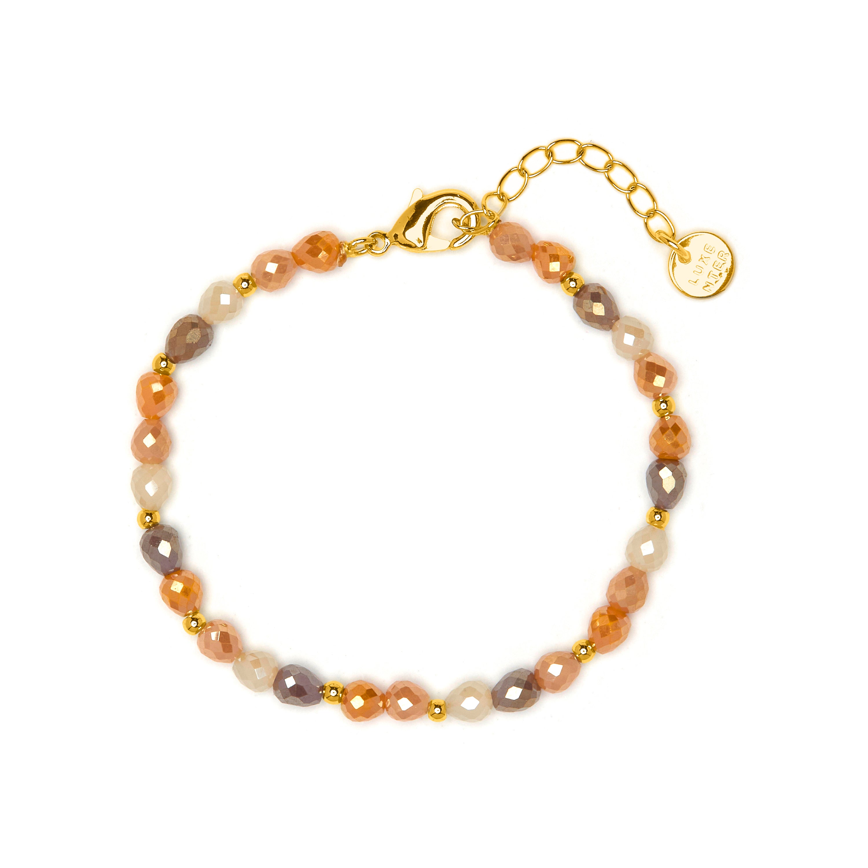 Bracelet en cristal marron finition or jaune 18k - Likdu