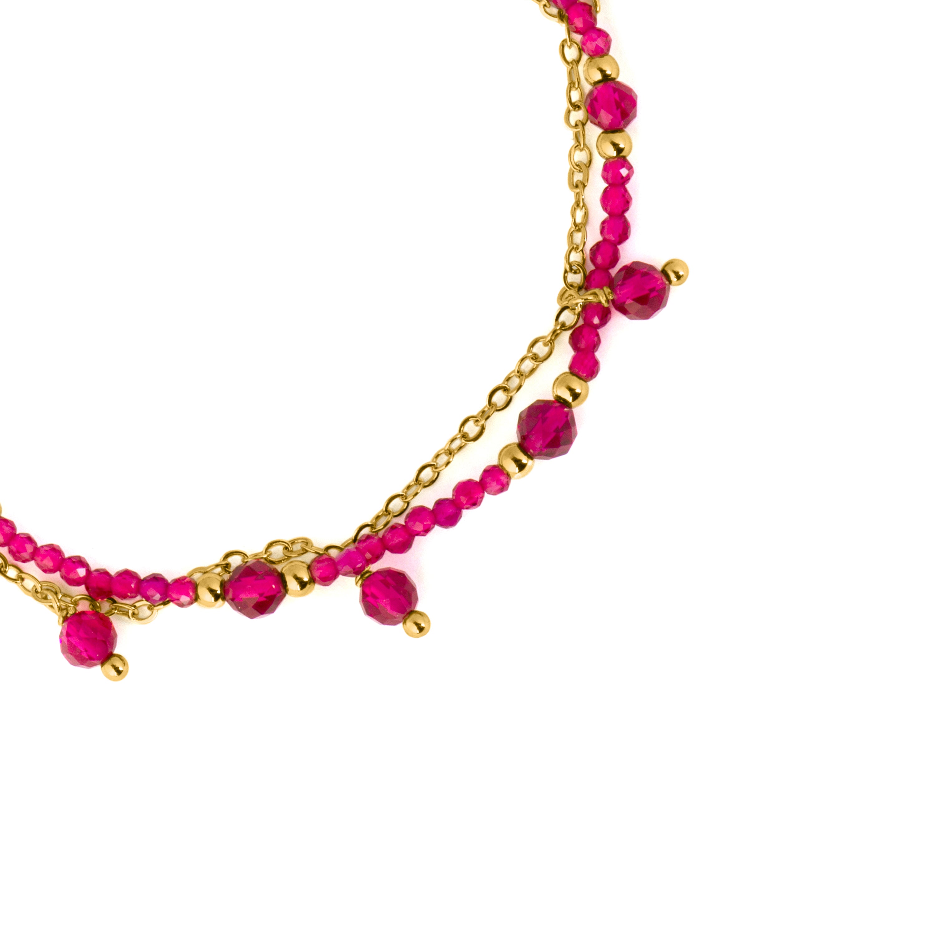Pulseira de Cristal Rosa com acabamento em ouro amarelo 18k - Aira