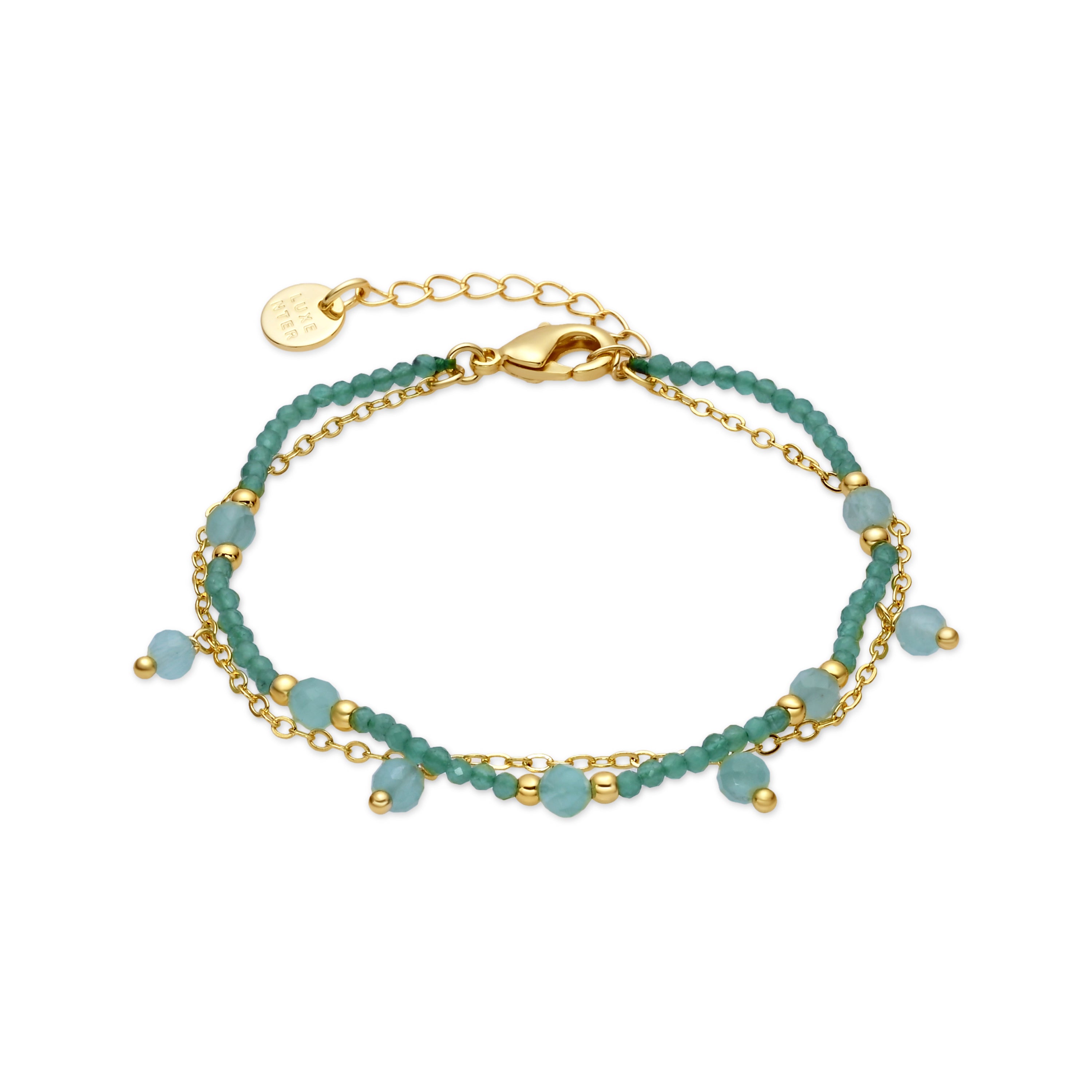 Pulsera de Cristal Verde acabado en oro amarillo 18k - Aira