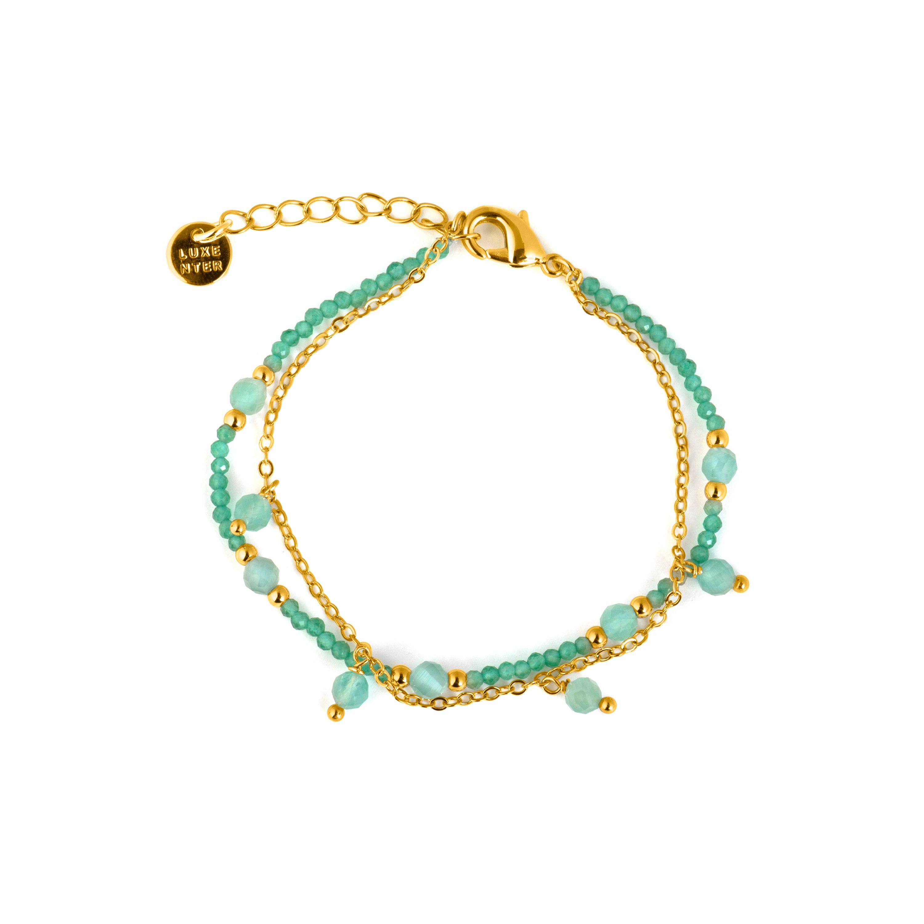 Pulsera de Cristal Verde acabado en oro amarillo 18k - Aira