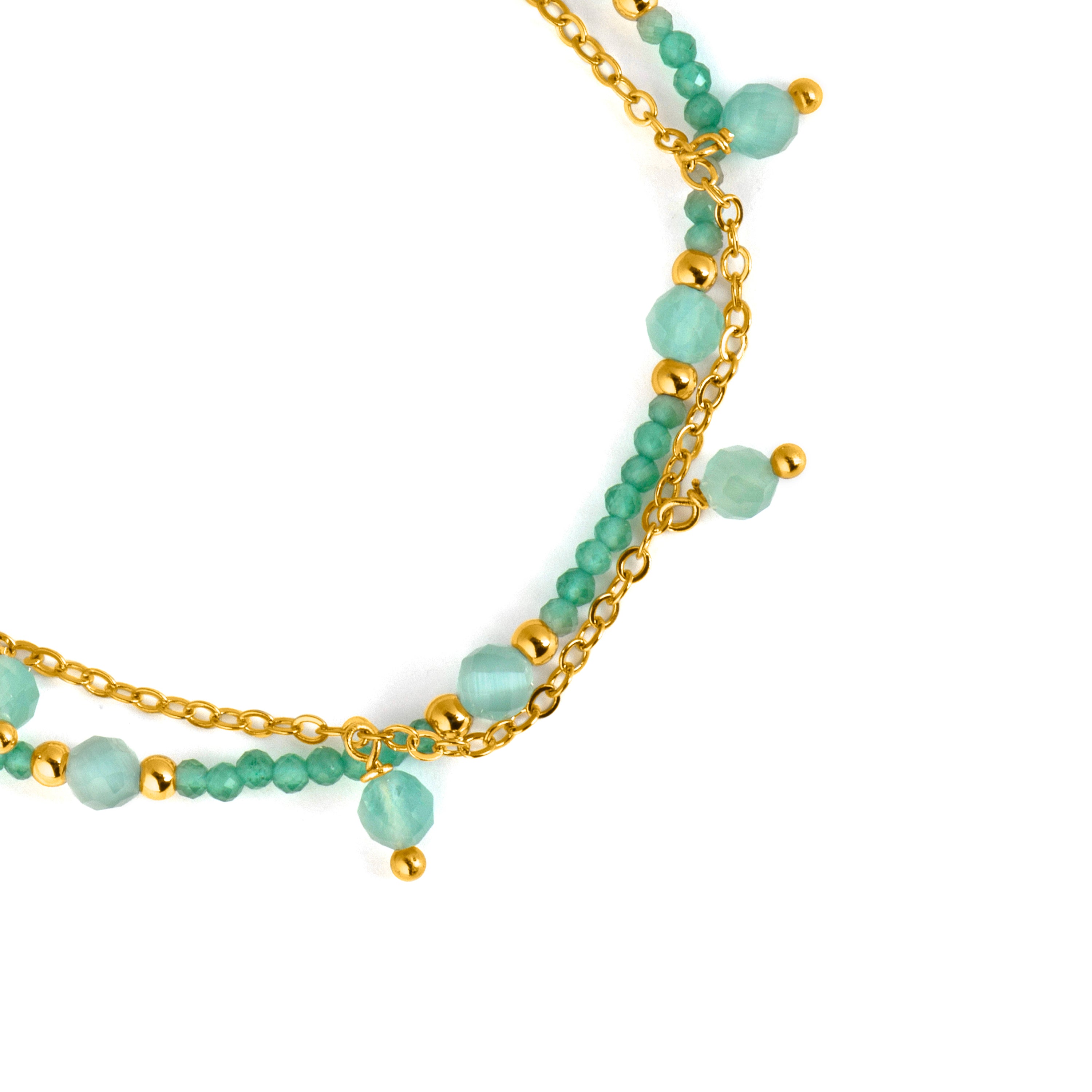 Pulsera de Cristal Verde acabado en oro amarillo 18k - Aira