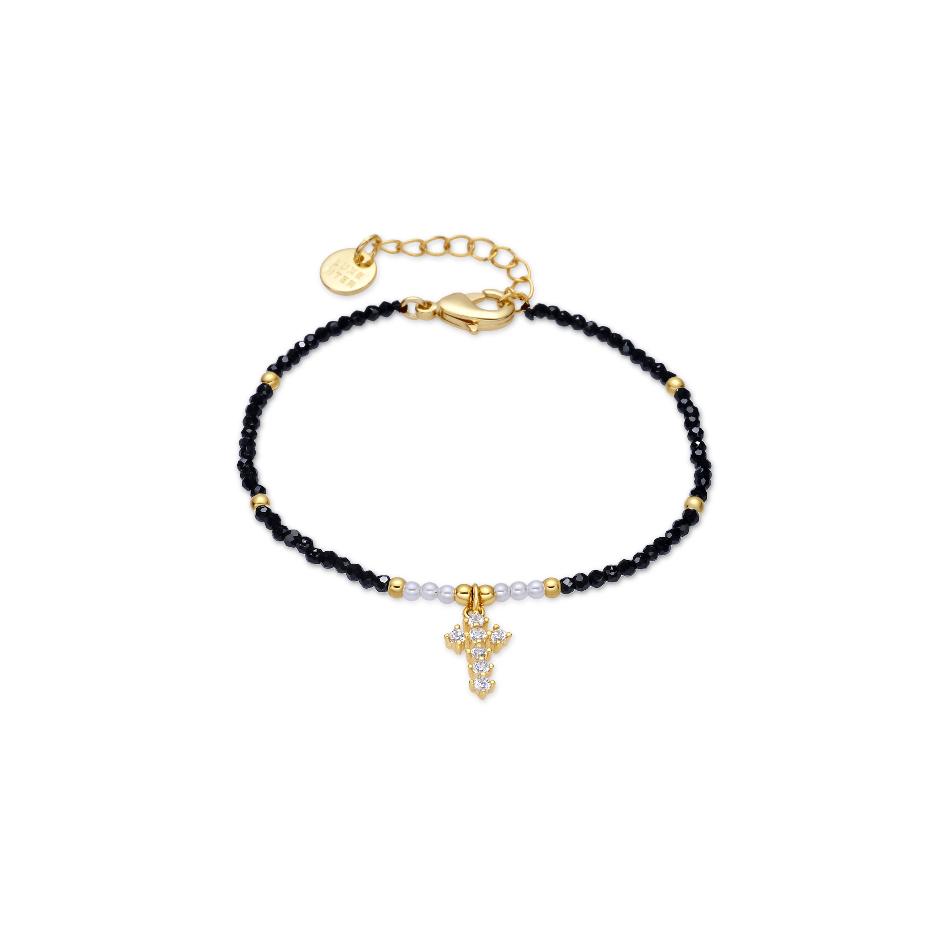 Bracelet en cristal noir finition or jaune 18k - Nyali