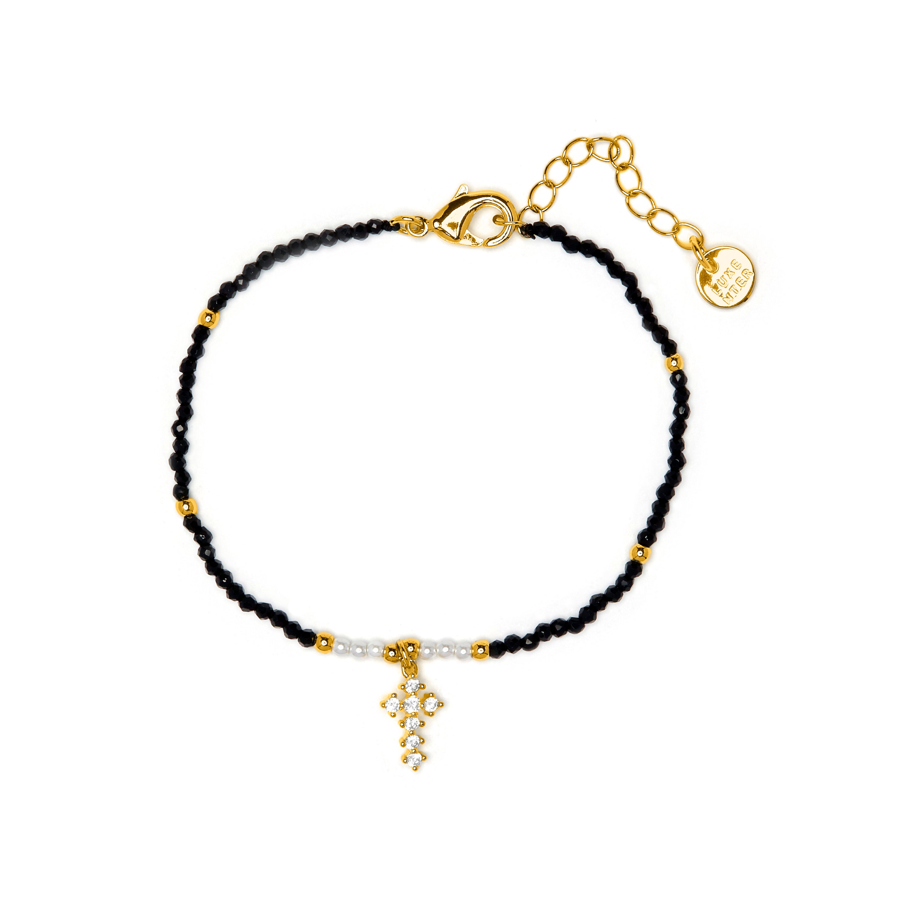 Bracelet en cristal noir finition or jaune 18k - Nyali