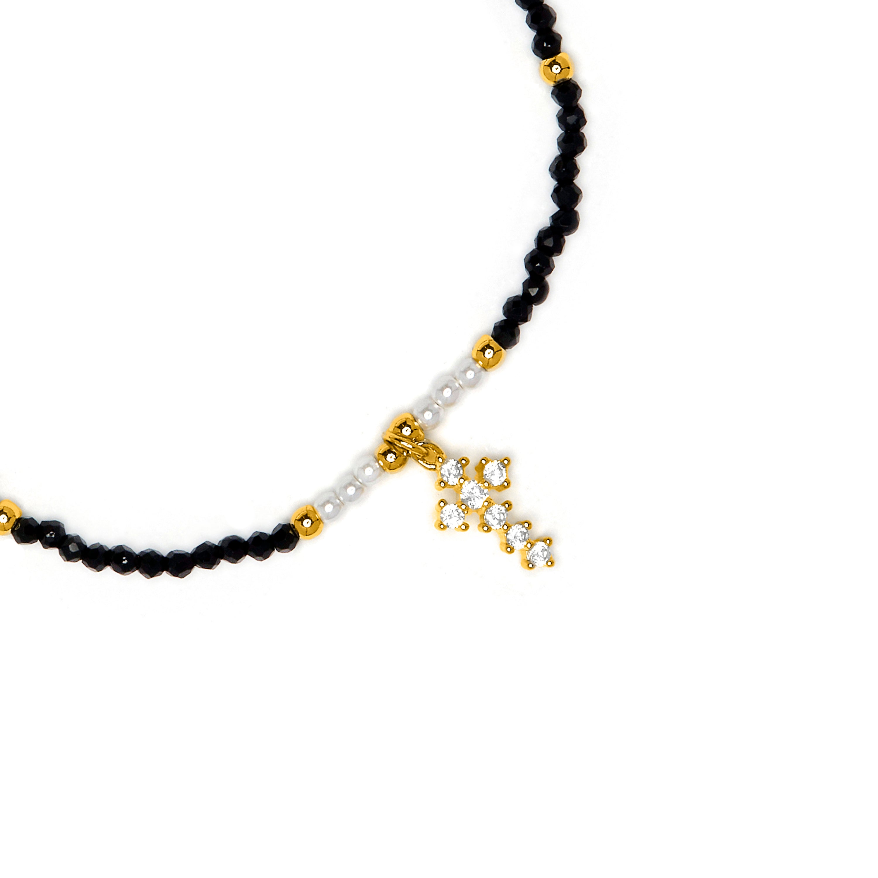 Bracelet en cristal noir finition or jaune 18k - Nyali