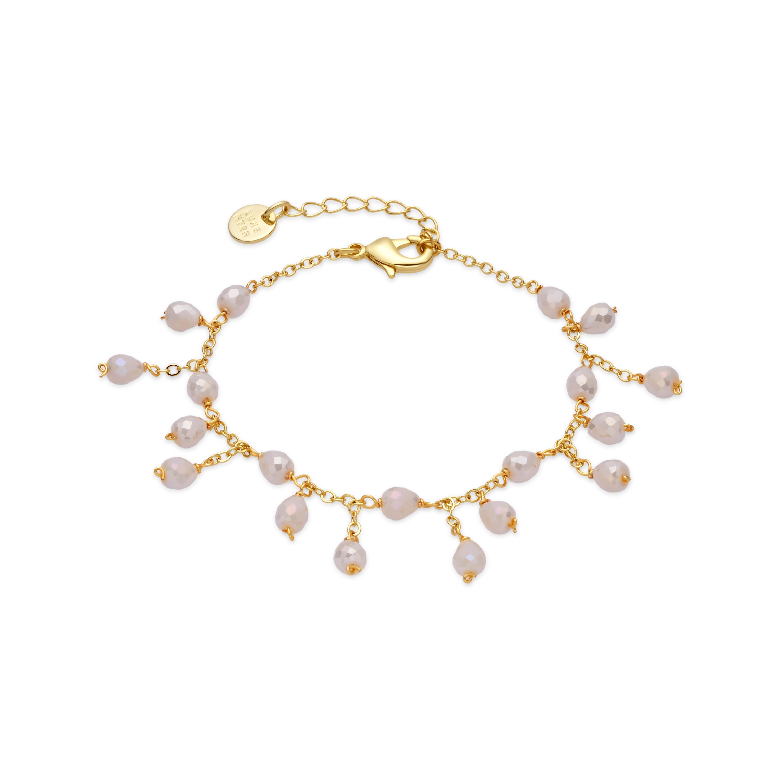 Pulseira de Cristal Branco com acabamento em ouro amarelo 18k - Fyre