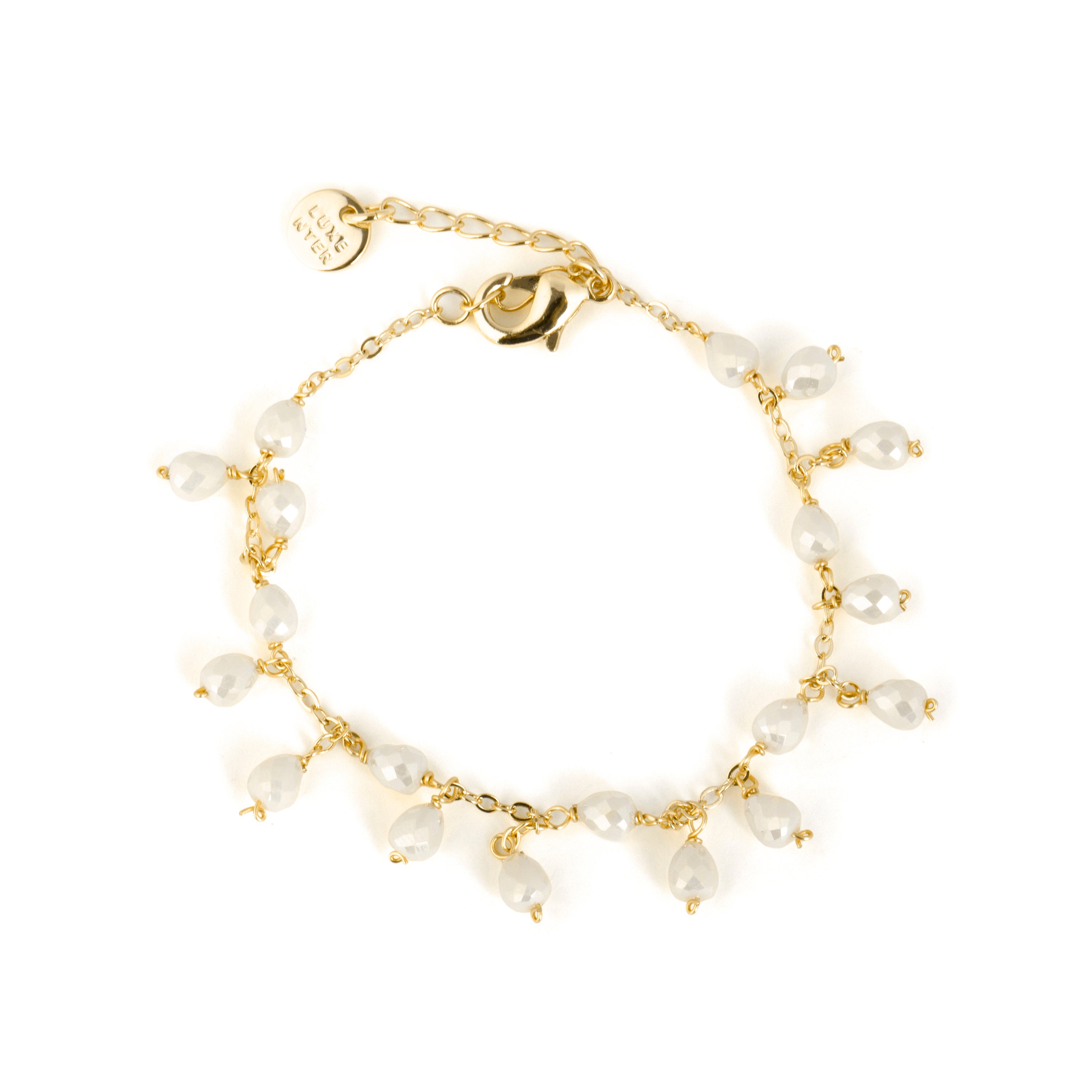 Pulseira de Cristal Branco com acabamento em ouro amarelo 18k - Fyre