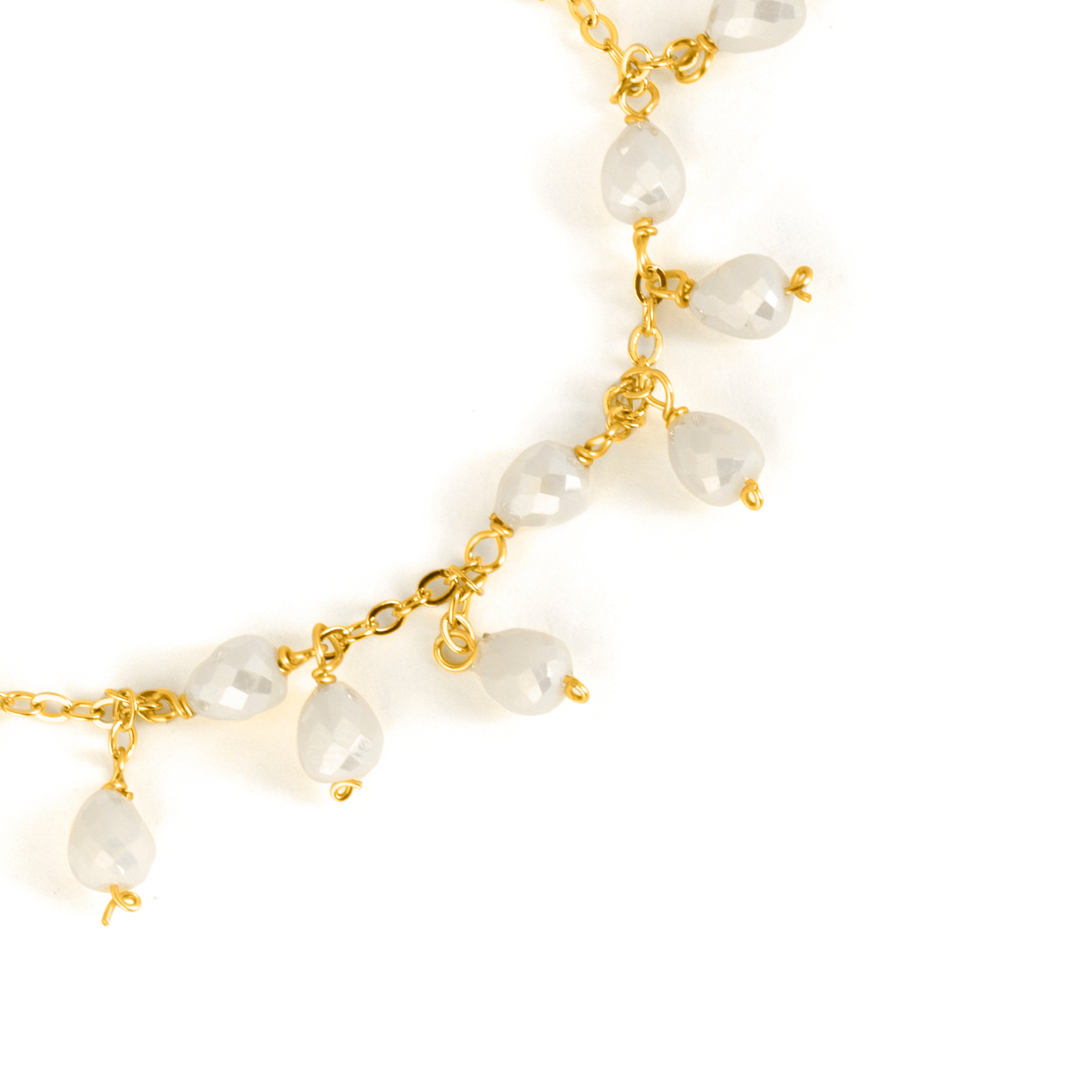 Pulseira de Cristal Branco com acabamento em ouro amarelo 18k - Fyre