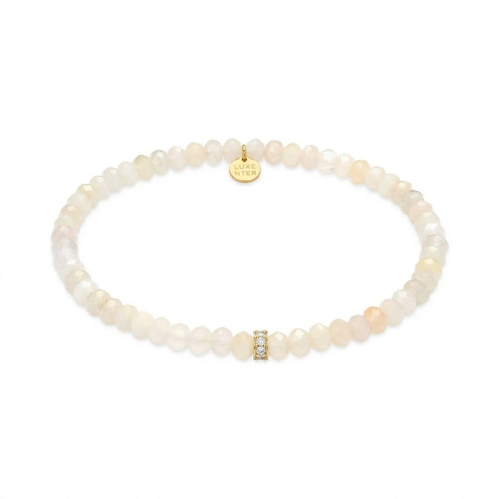 Pulseira de Cristal Branco com acabamento em ouro amarelo de 18k - Aming