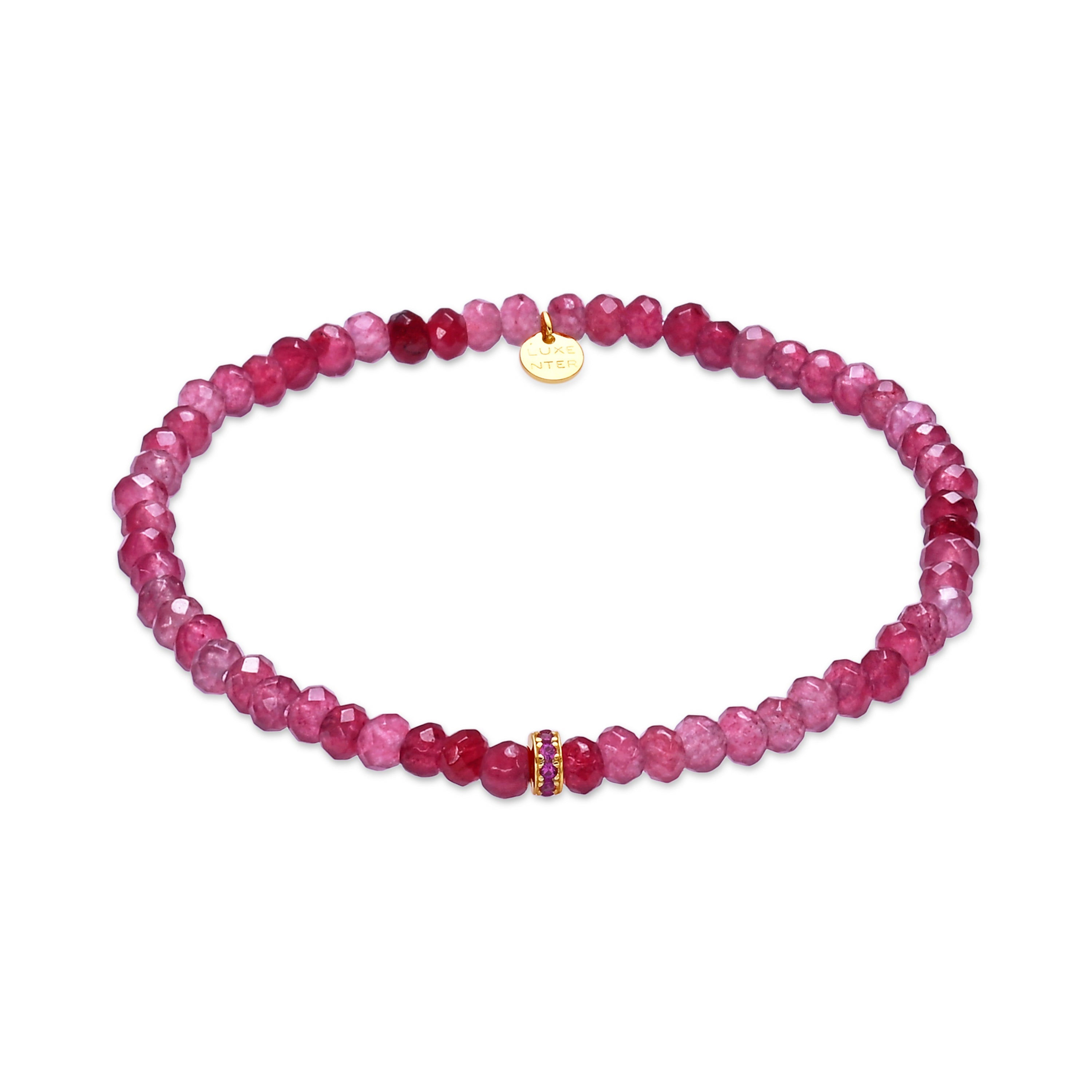Bracelet en cristal fuchsia avec finition en or jaune 18 carats - Aming