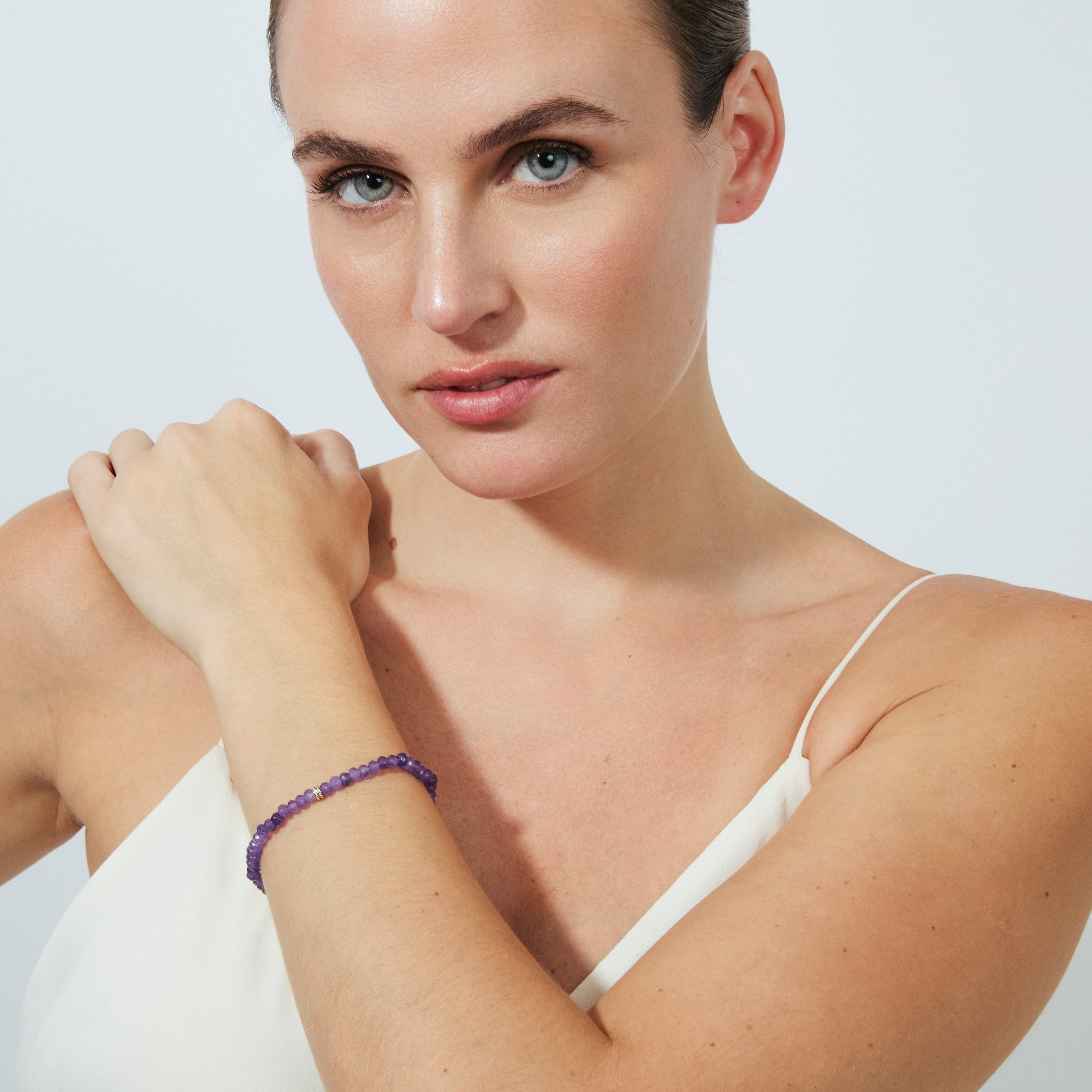 Purple Crystal Bracelet finished in 18k Yellow Gold - Aming