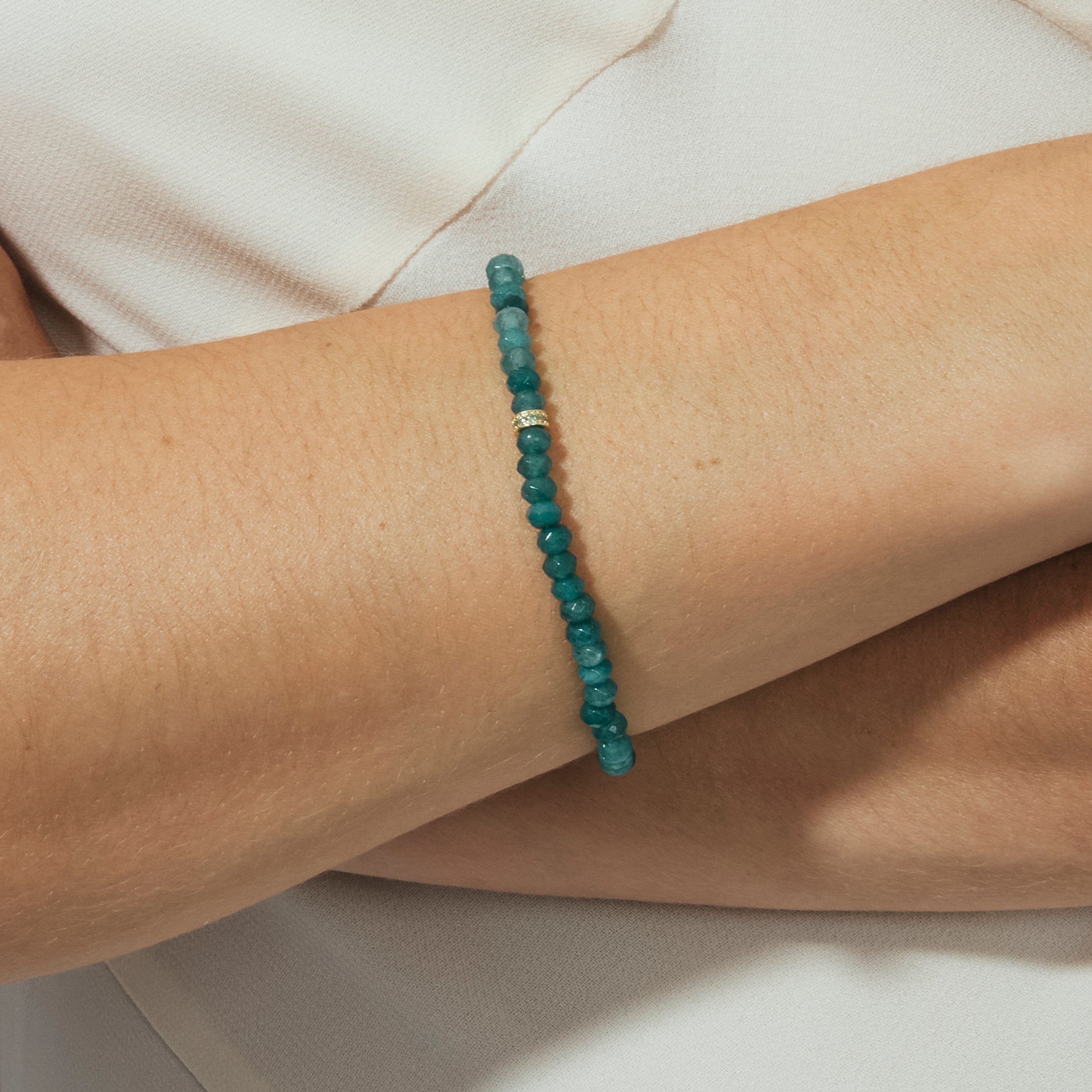 Bracciale di Cristallo Verde Turchese con finitura in oro giallo 18k - Aming