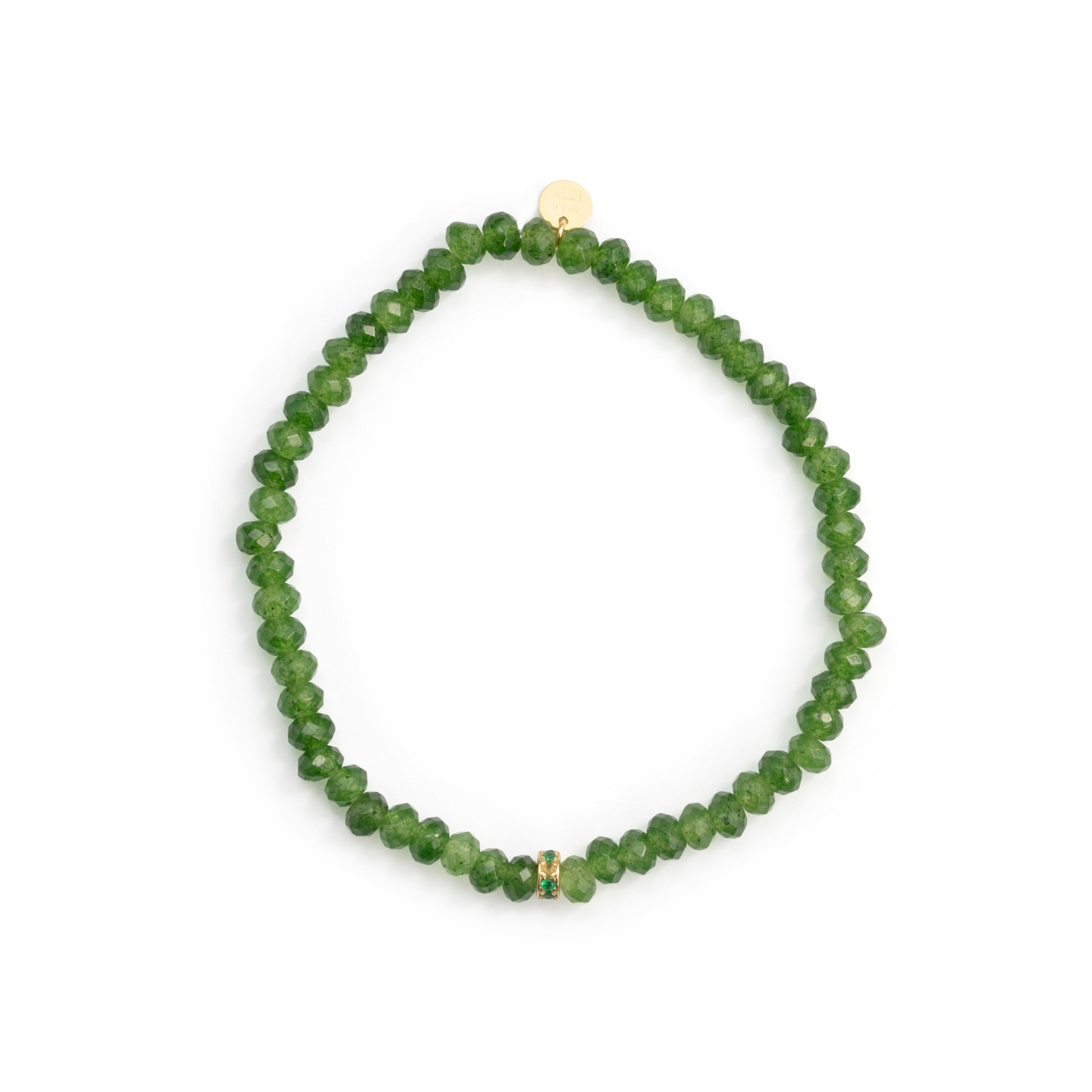 Green Crystal Bracelet finished in 18k Yellow Gold - Aming