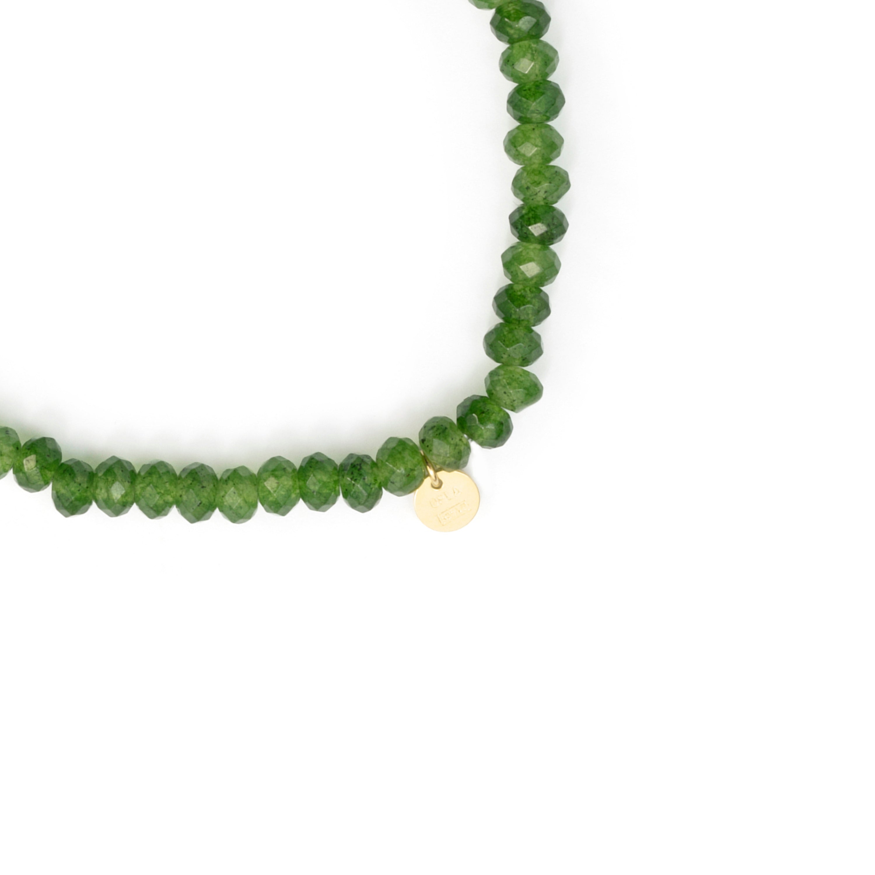 Green Crystal Bracelet finished in 18k Yellow Gold - Aming