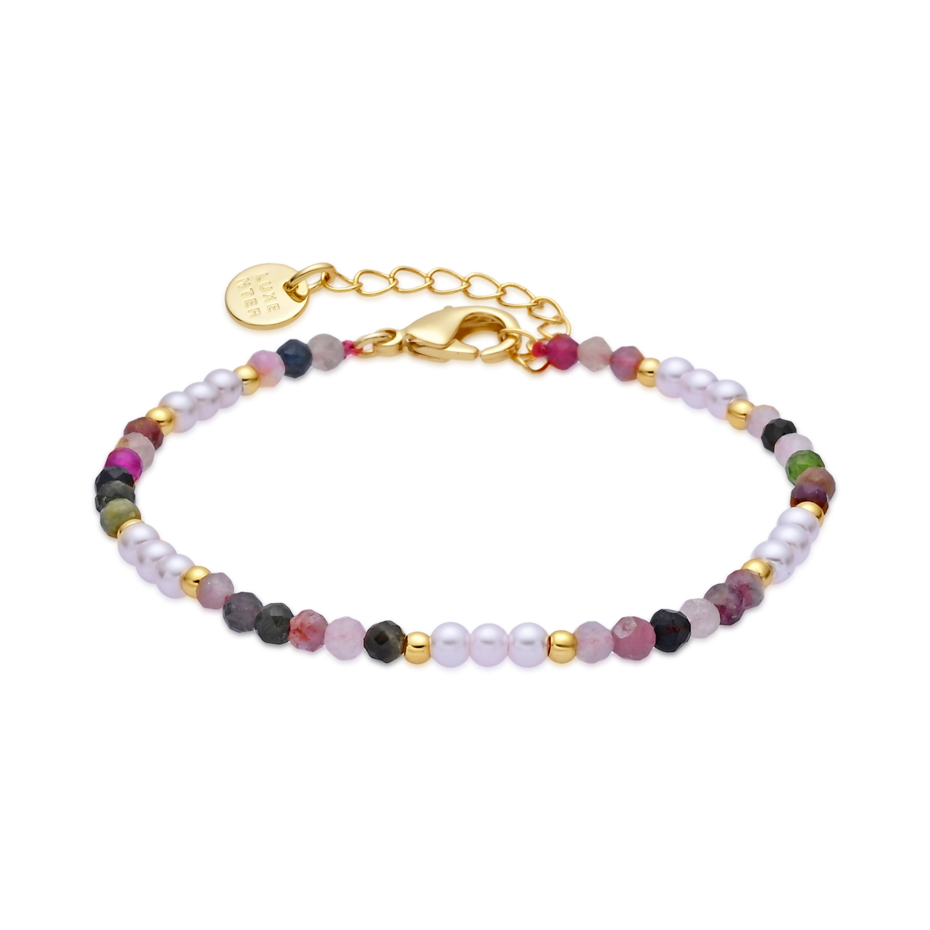 Bracelet en tourmaline multicolore finition en or jaune 18k - Sury