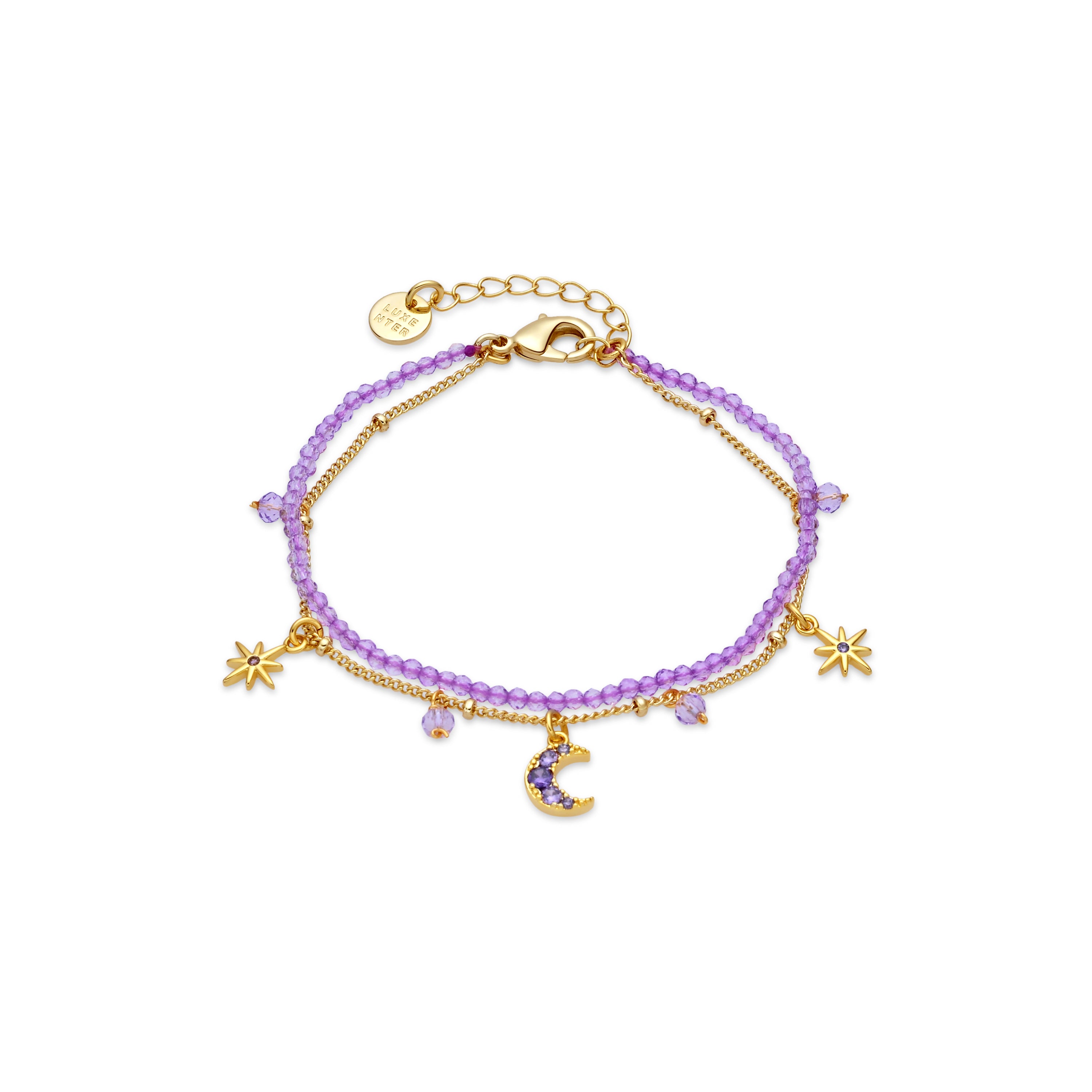 Bracelet en cristal violet finition or jaune 18k - Ayora