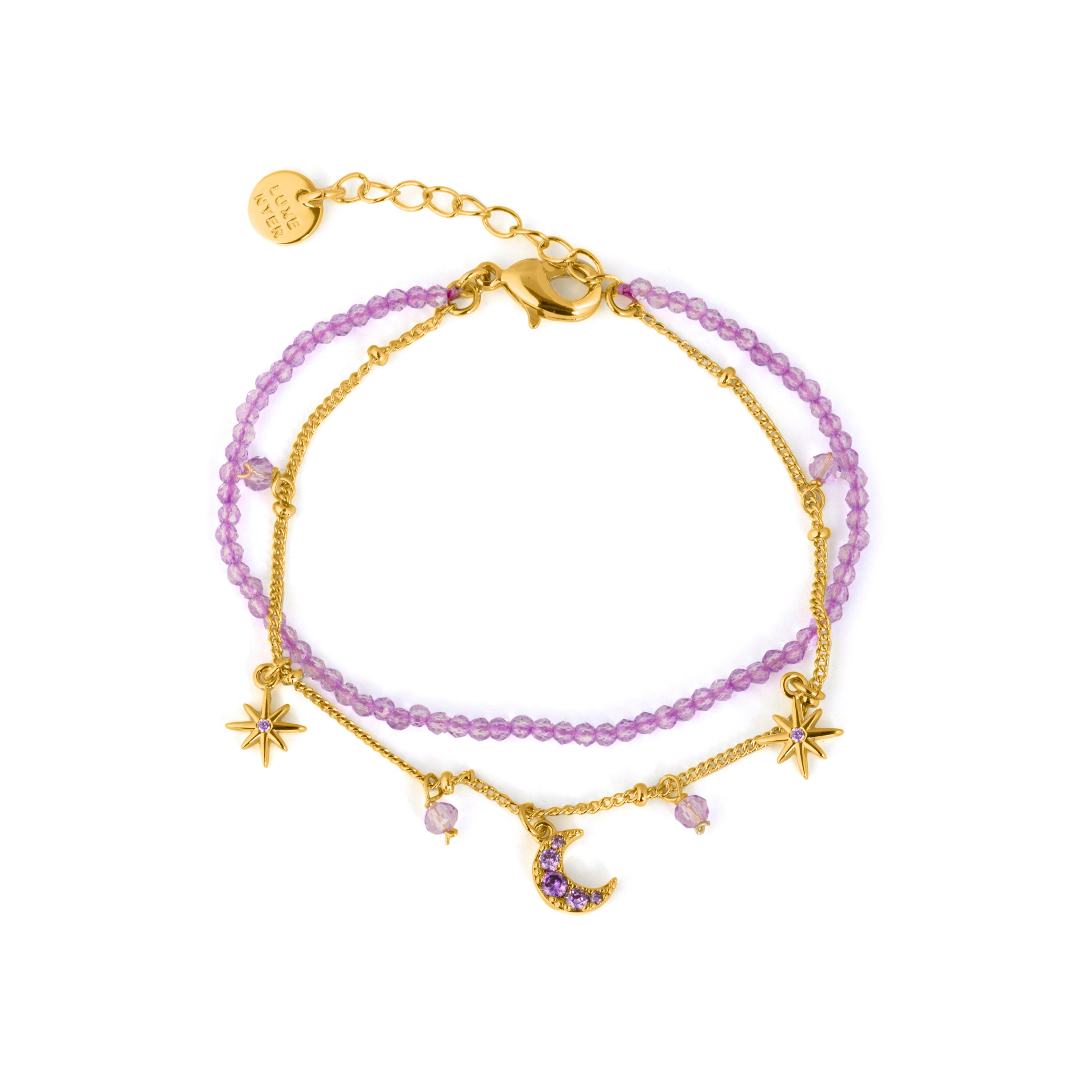 Bracelet en cristal violet finition or jaune 18k - Ayora