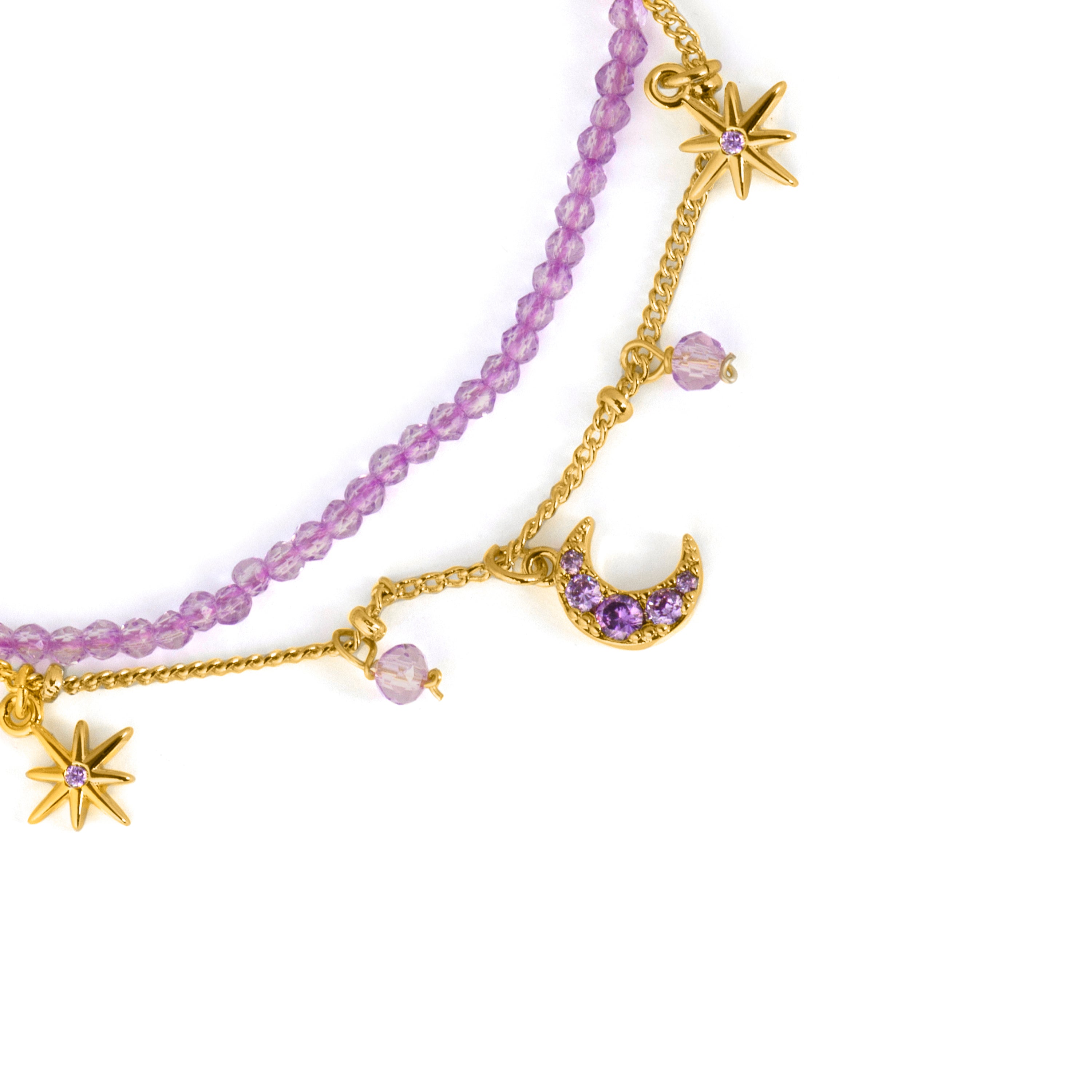 Bracelet en cristal violet finition or jaune 18k - Ayora