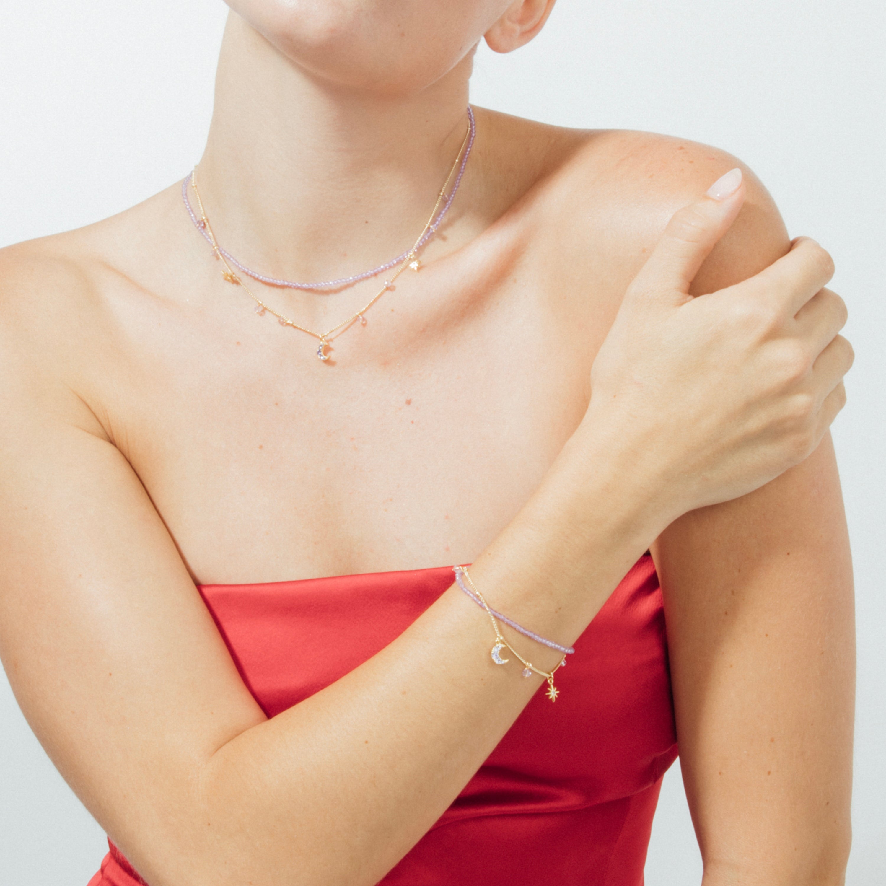 Bracelet en cristal violet finition or jaune 18k - Ayora