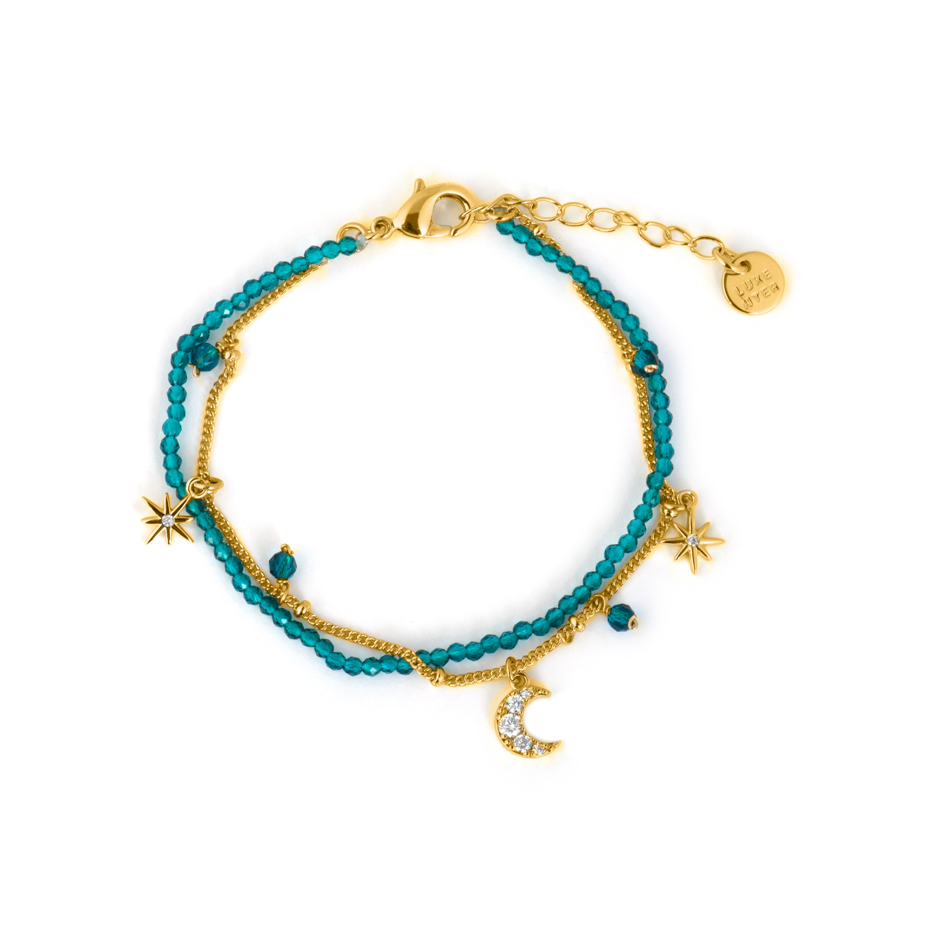 Bracciale di Cristallo Verde finitura in oro giallo 18k - Ayora