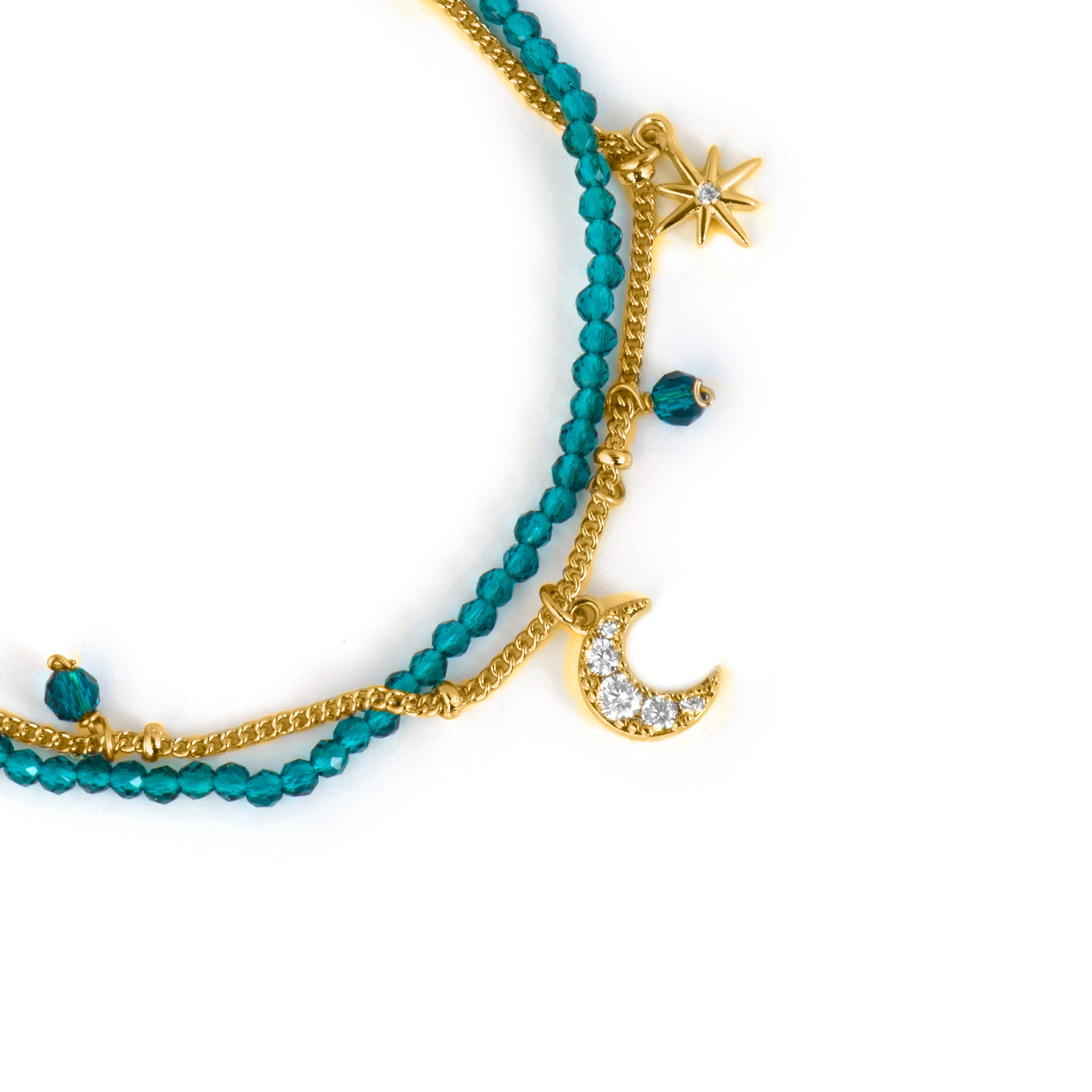 Bracciale di Cristallo Verde finitura in oro giallo 18k - Ayora