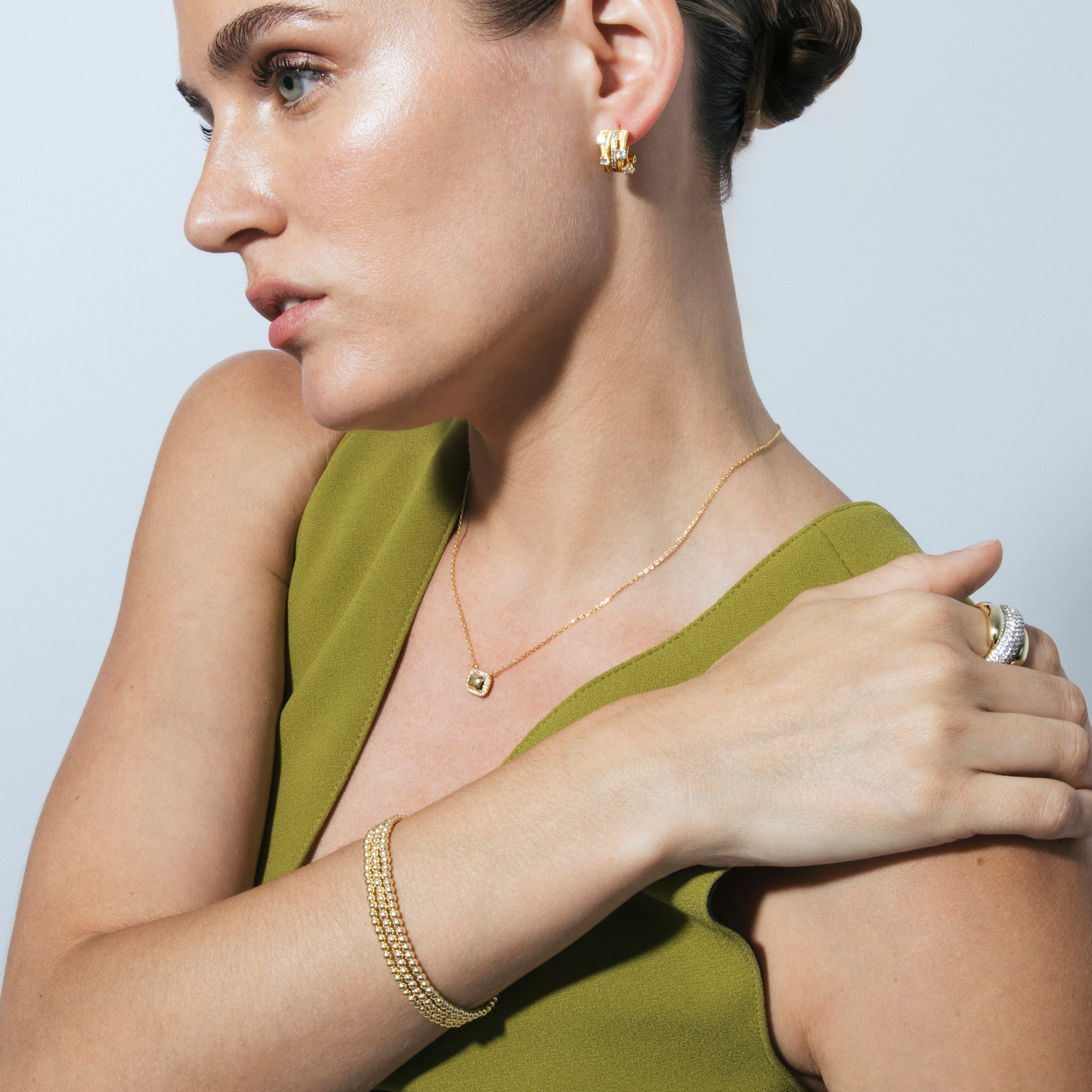Bracelet en zircon brillant finition en or jaune 18k - Lalau