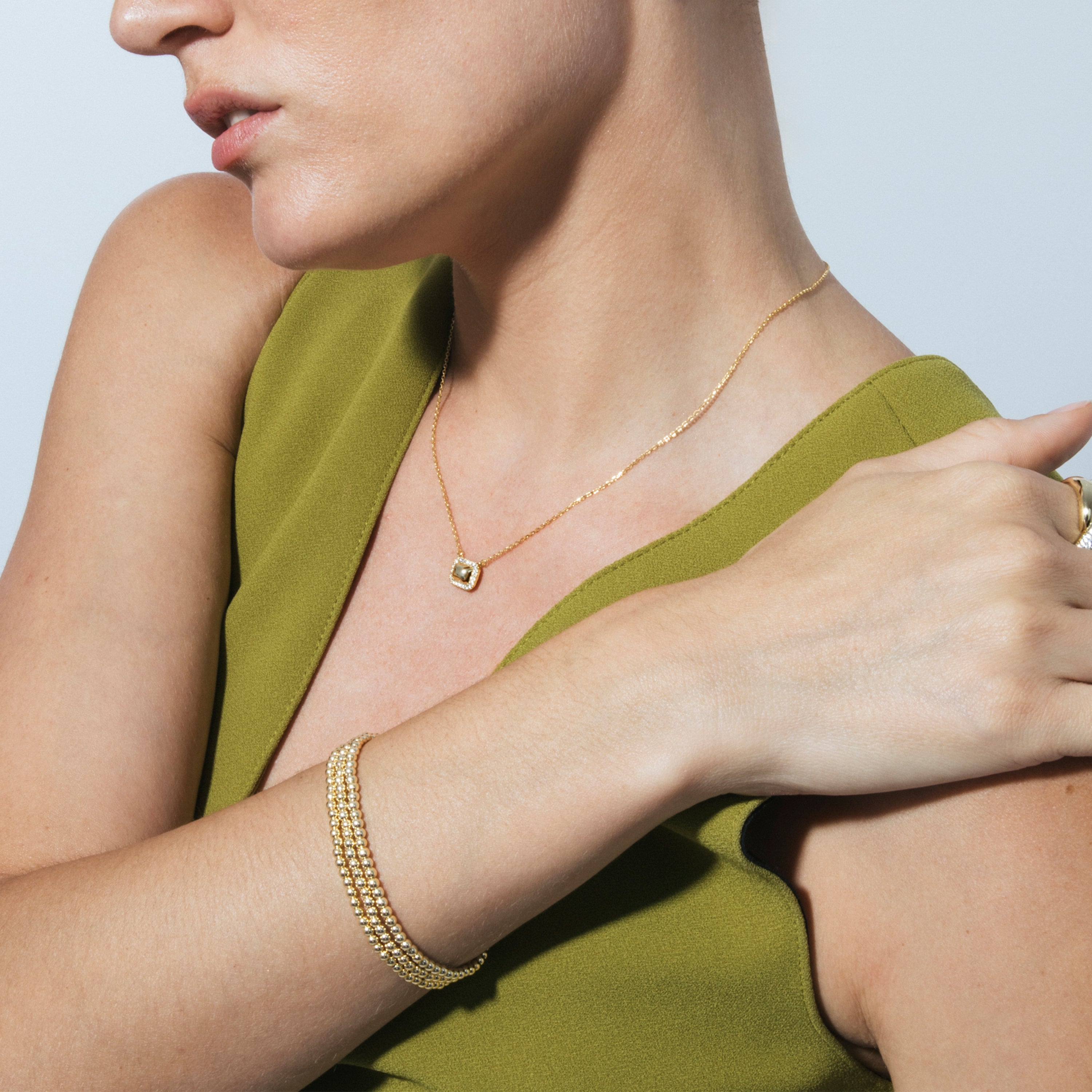 Bracelet en zircon brillant finition en or jaune 18k - Lalau