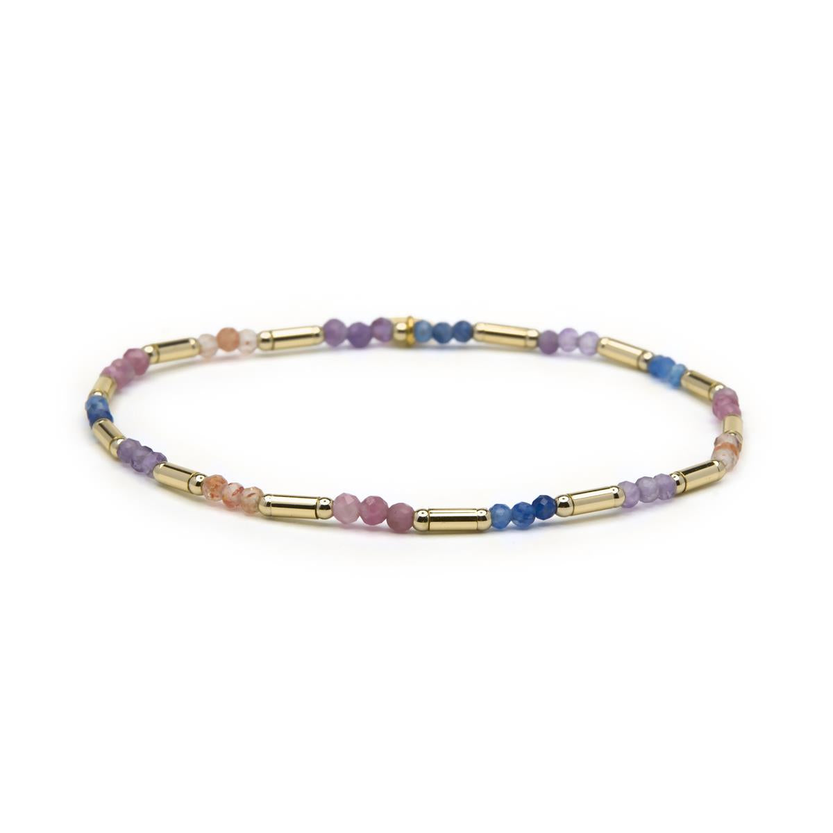 Pulsera  de cristal multicolor acabado en oro amarillo de 18k - Athas