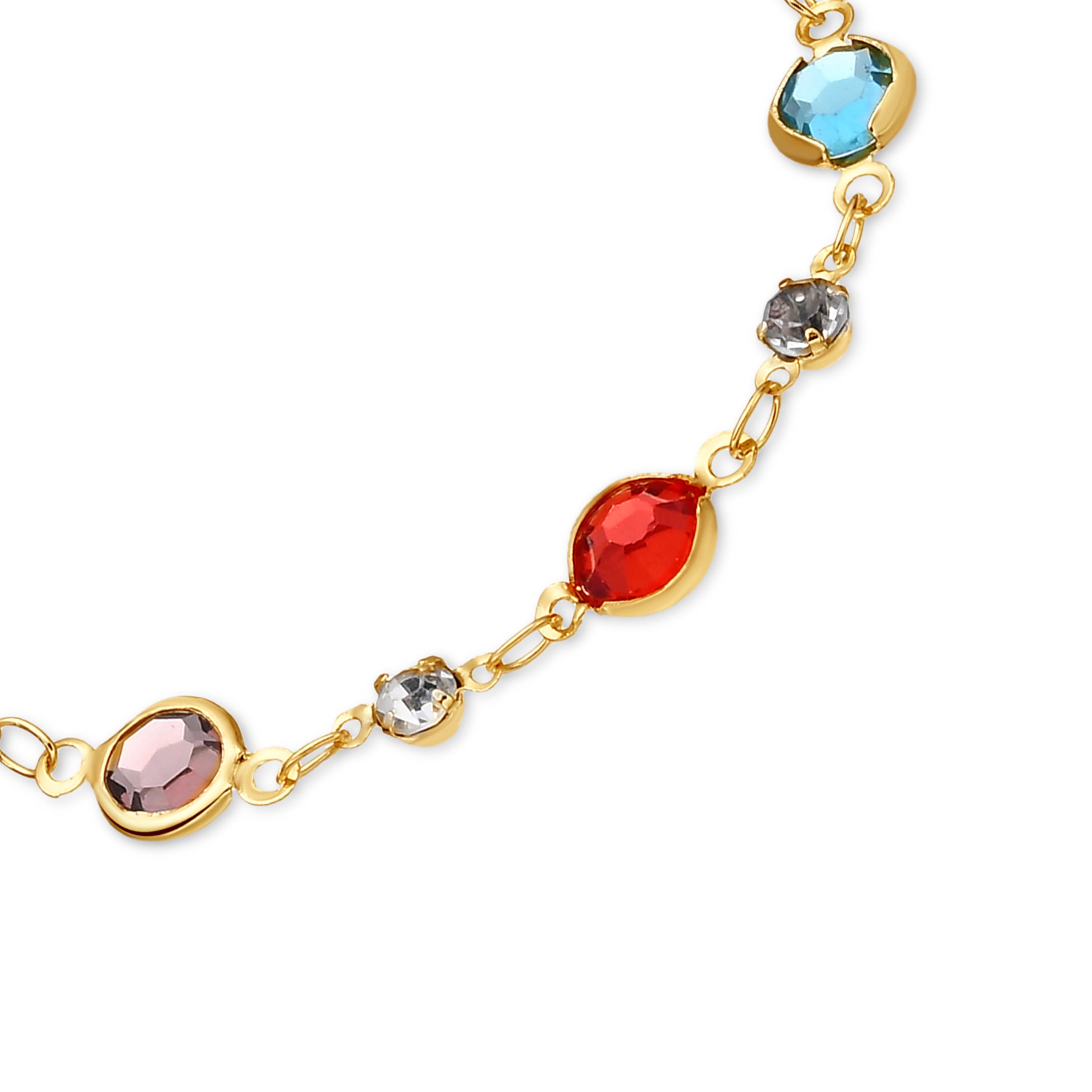 Pulseira de Zircónia Multicolor com acabamento em ouro amarelo 18k - Akas