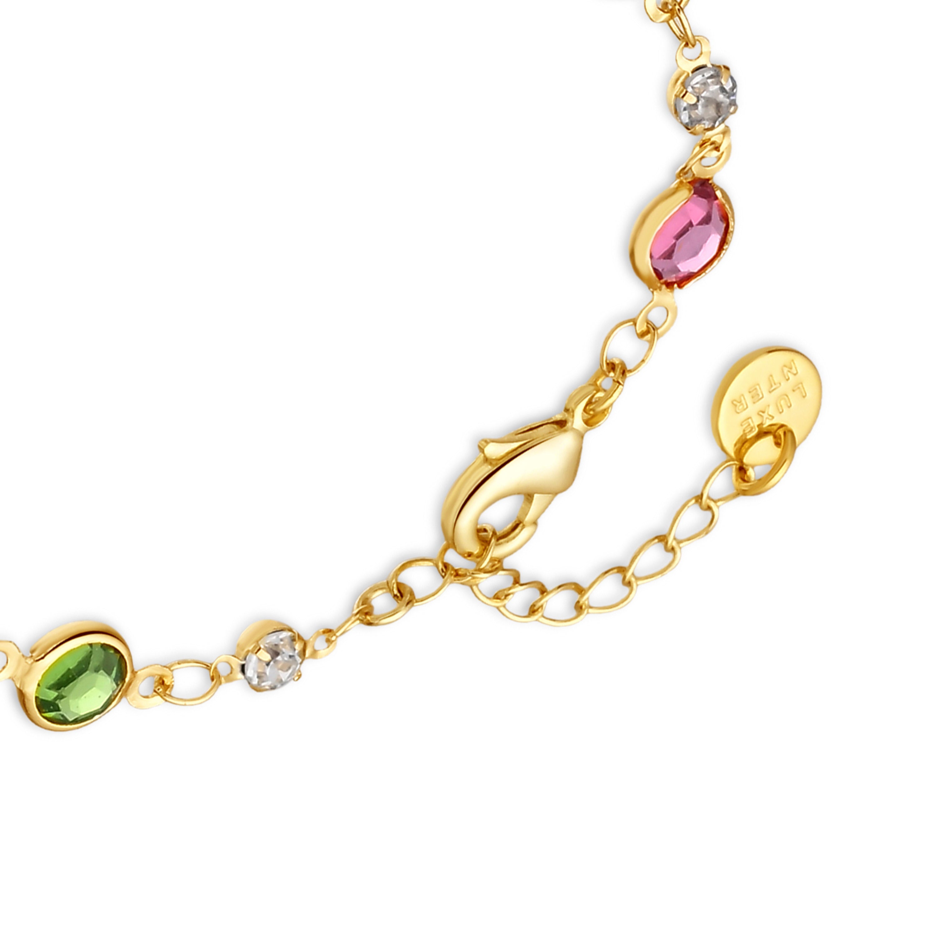 Pulseira de Zircónia Multicolor com acabamento em ouro amarelo 18k - Akas