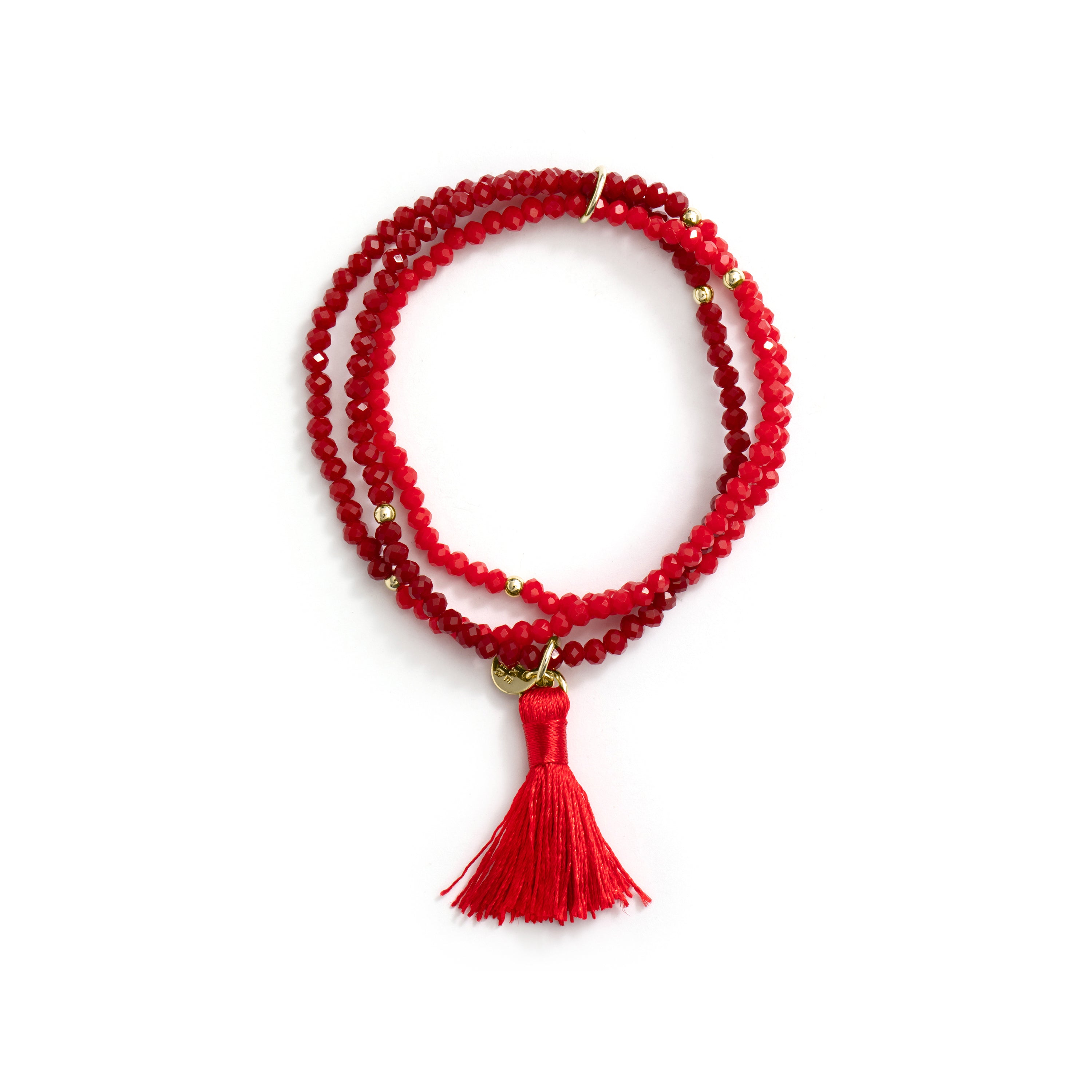 Pulsera de Aleación de Metal y Cristal Rojo acabado en oro amarillo de 18k - Hamdora