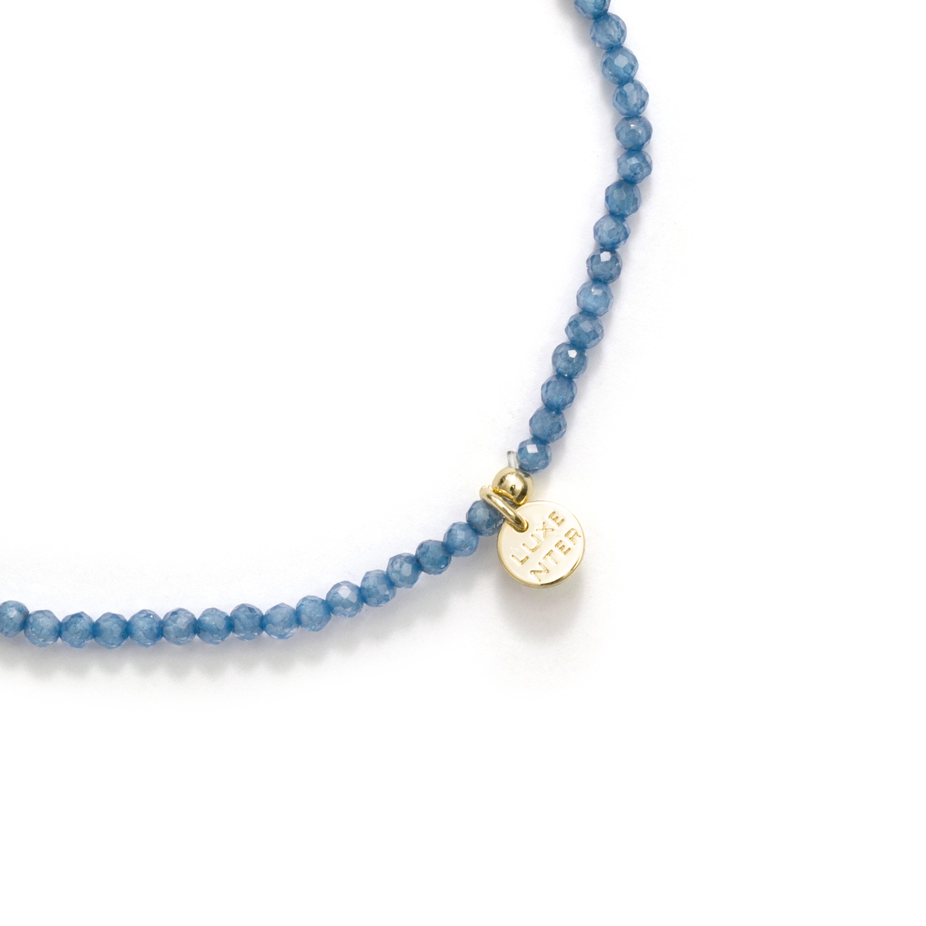 18k Yellow Gold Finished Dark Blue Crystal and Metal Alloy Bracelet - Hilry