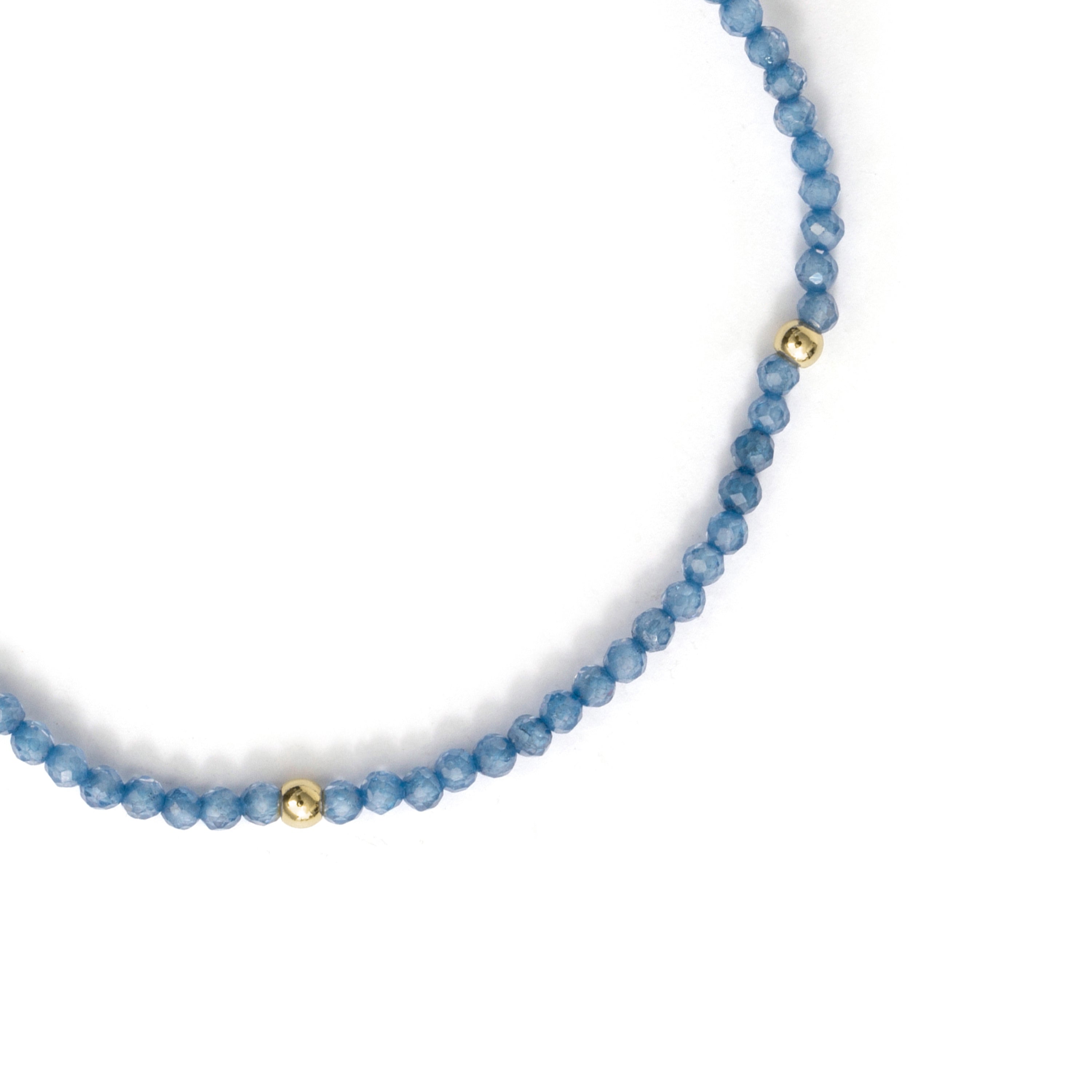 18k Yellow Gold Finished Dark Blue Crystal and Metal Alloy Bracelet - Hilry